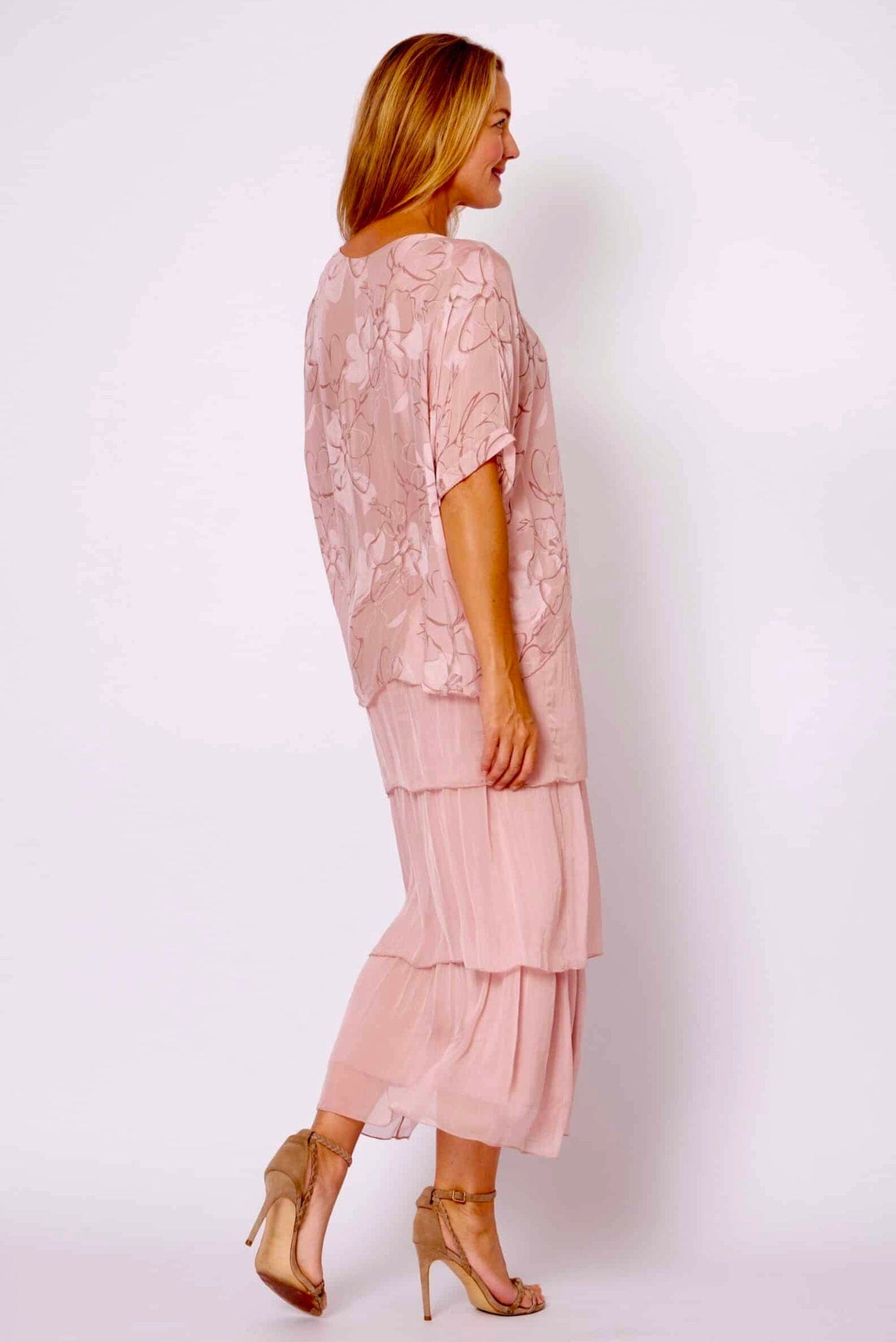 Lois & Co Blush Pink Patterned Top and Plain Layered Skirt Blush Pink Patterned Top and Plain Layered Skirt