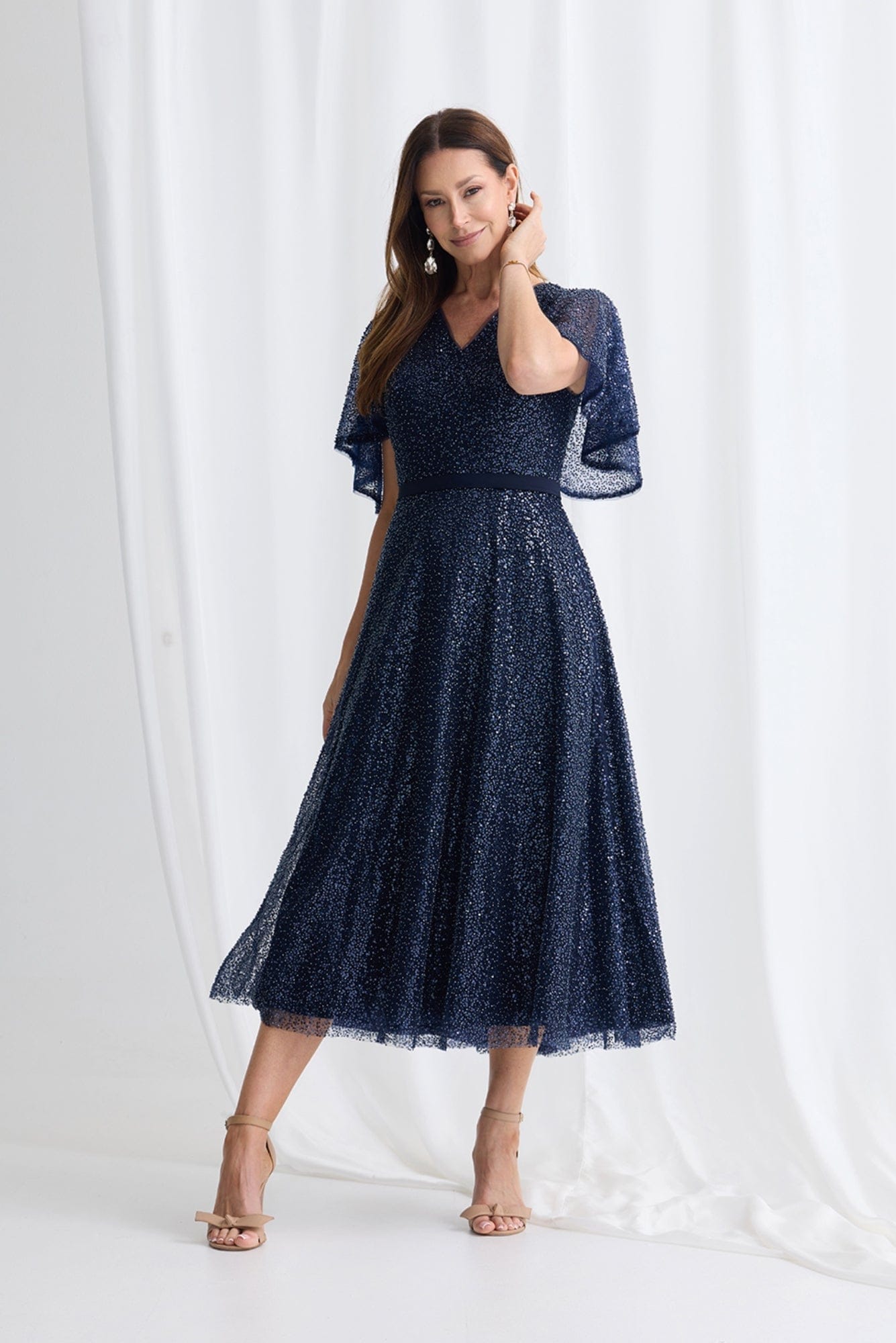 Lois & Co Cocktail Length Dress Karella - Dark Navy Beaded Dress Karella - Dark Navy Beaded Dress
