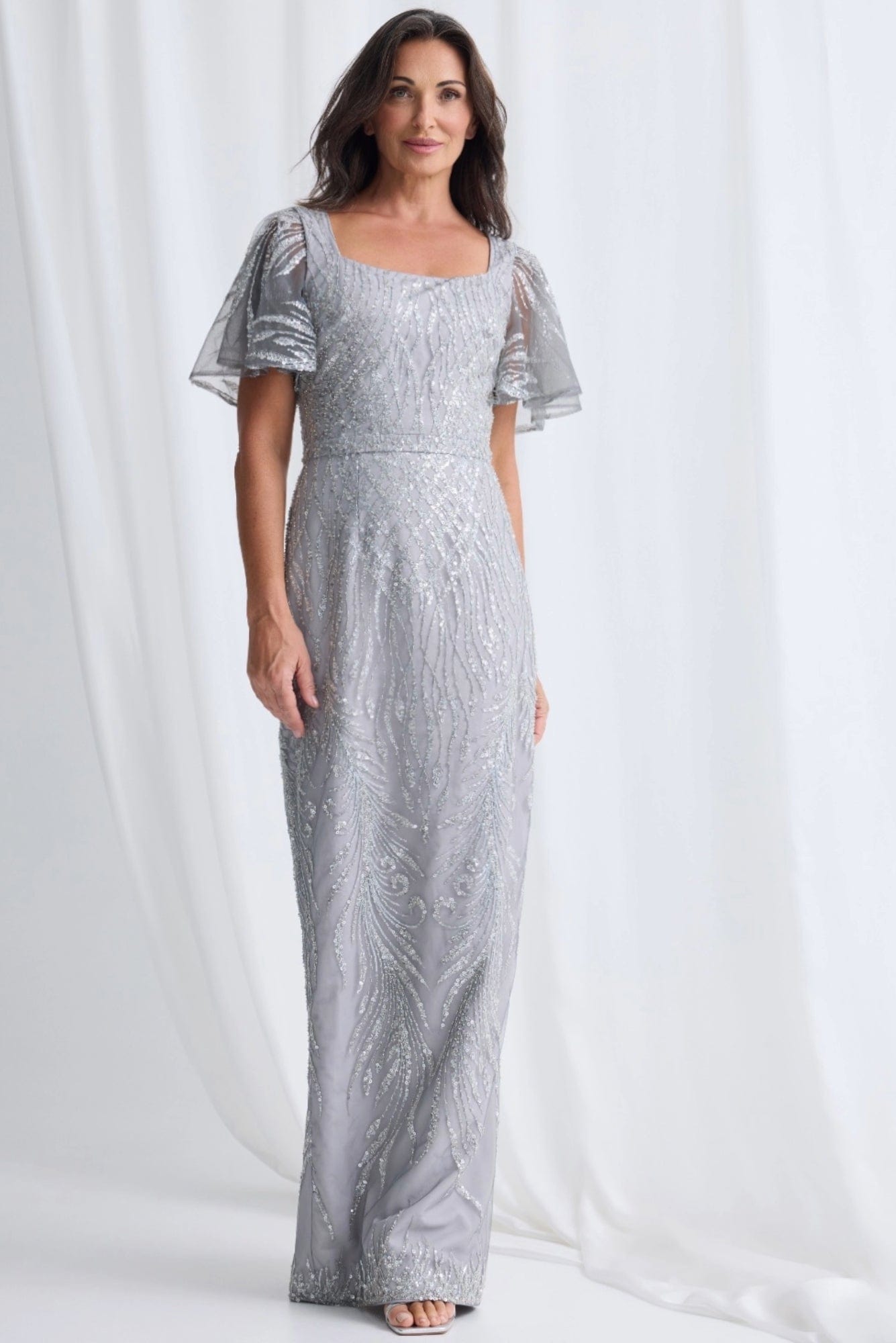 Lois & Co Full Length Dress Georgia - Silver Grey Beaded Gown Georgia - Silver Grey Beaded Gown