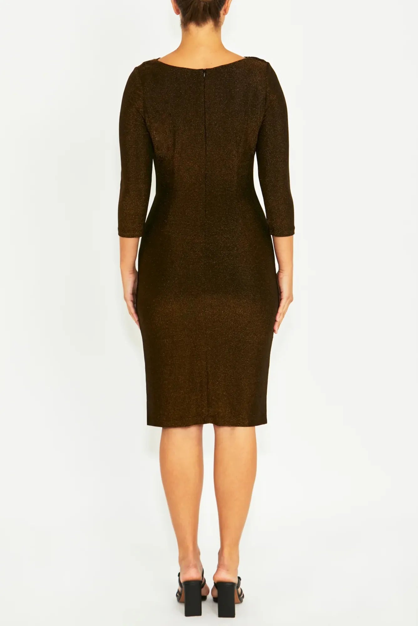 Lois & Co Knee Length Dress Amari - Bronze Lurex Jersey Dress Amari - Bronze Lurex Jersey Dress