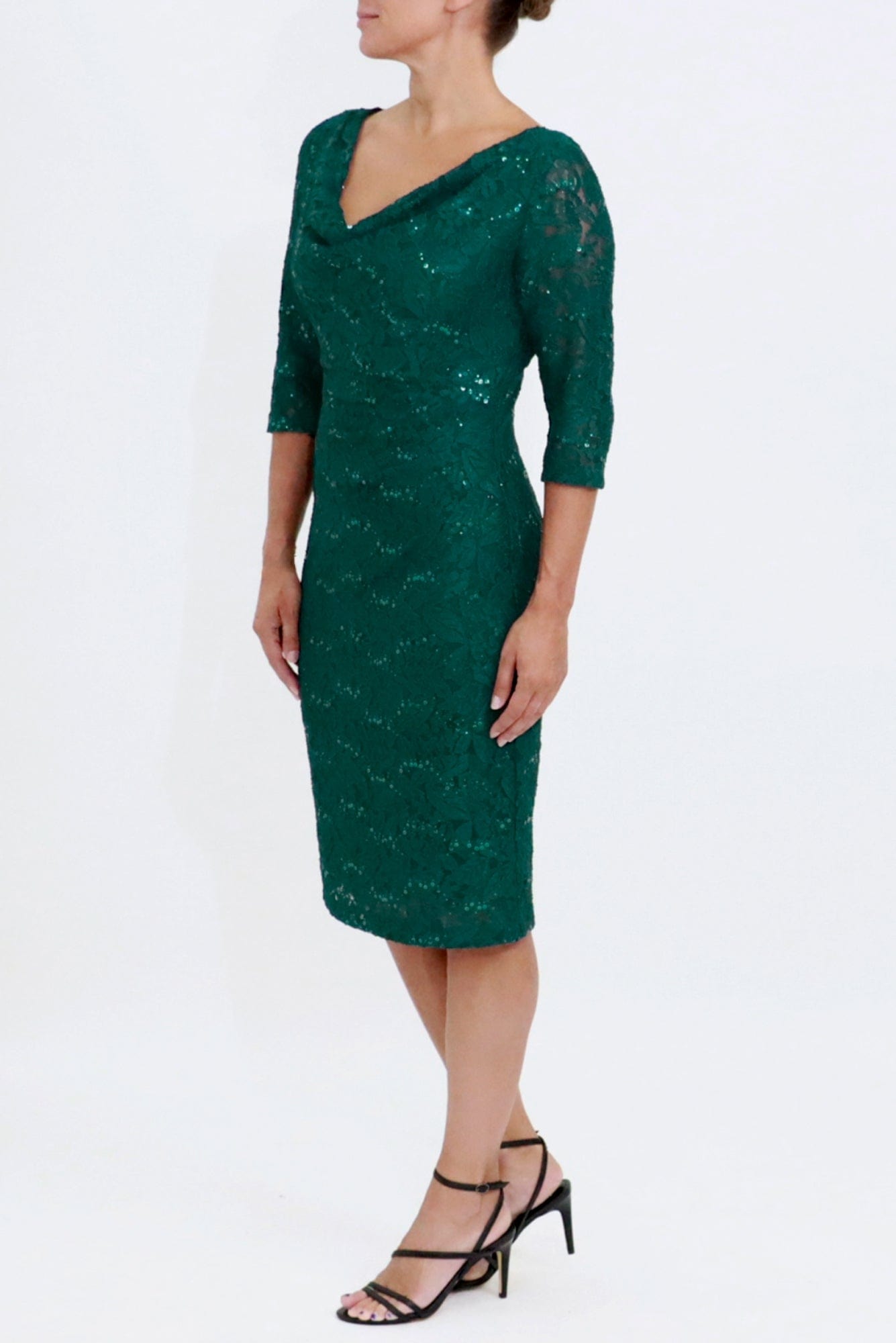 Lois & Co Knee Length Dress Elisa - Evergreen Stretch Lace Elisa - Evergreen Stretch Lace