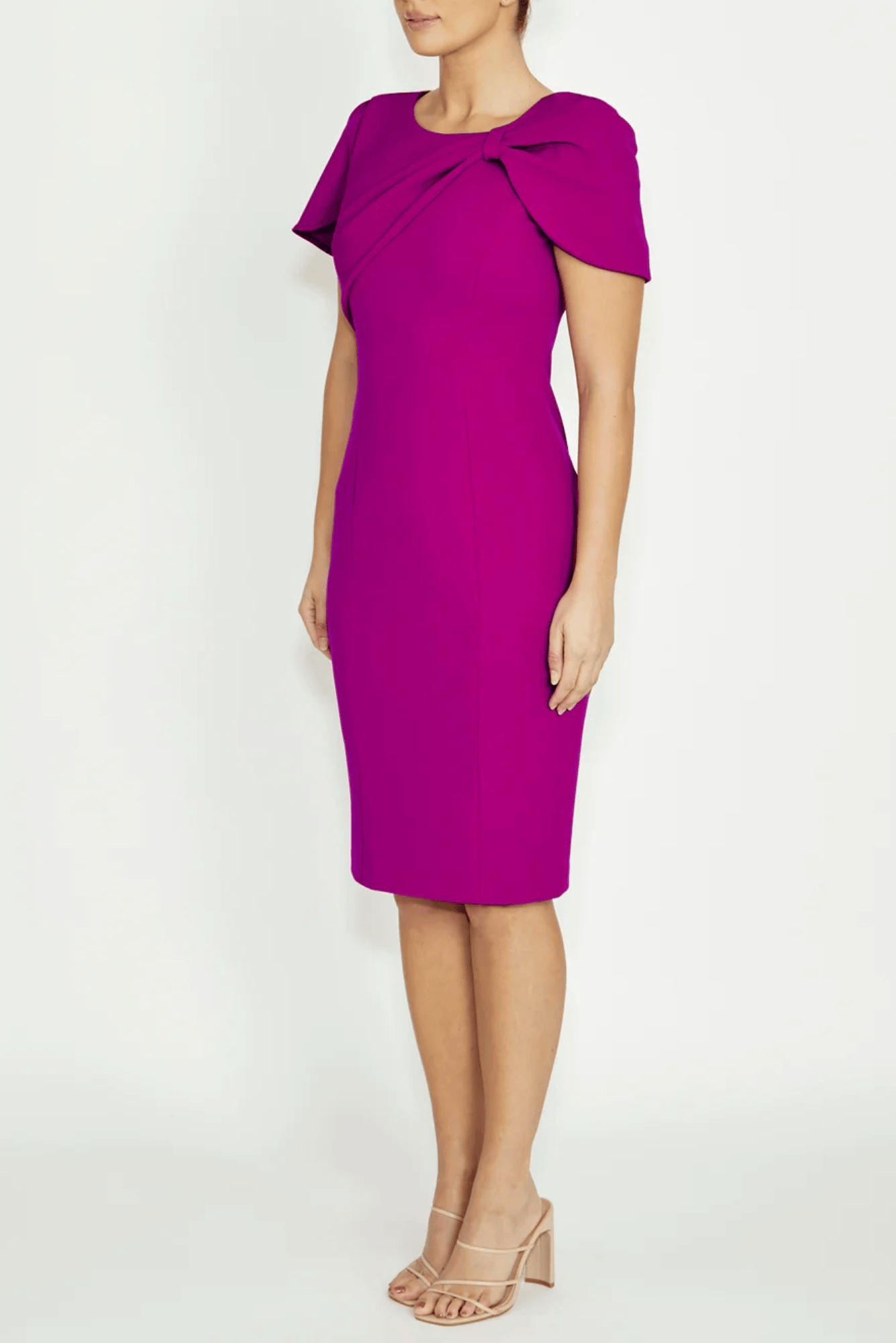 Lois & Co Knee Length Dress Juno - Magenta Scuba Crepe Dress Juno - Magenta Scuba Crepe Dress