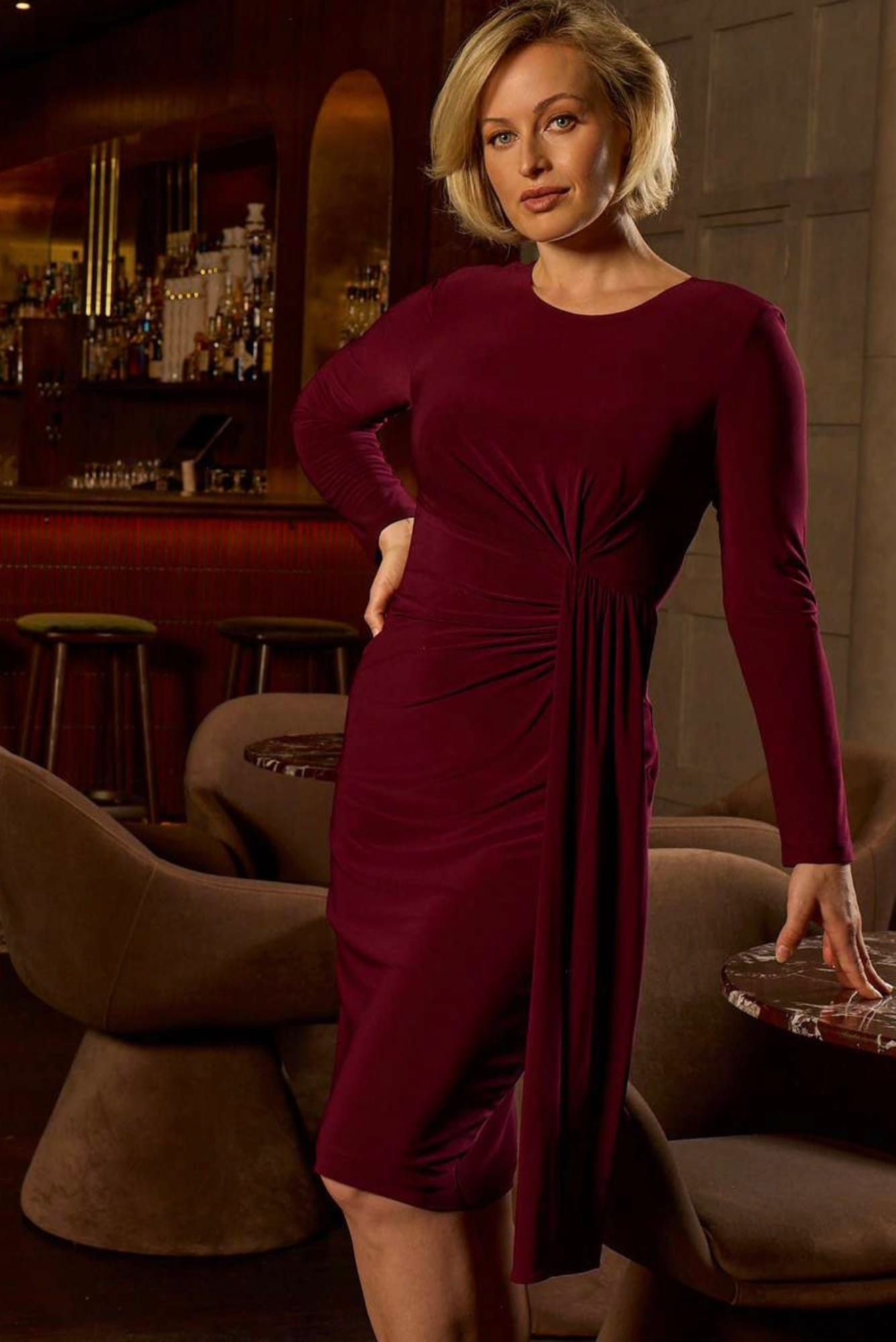 Lois & Co Knee Length Dress Londyn - Wine Jersey Dress Londyn - Wine Jersey Dress