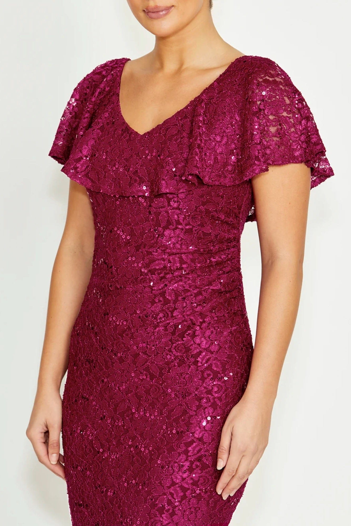 Lois & Co Knee Length Dress Marisa - Magenta Stretch Lace Dress Marisa - Magenta Stretch Lace Dress