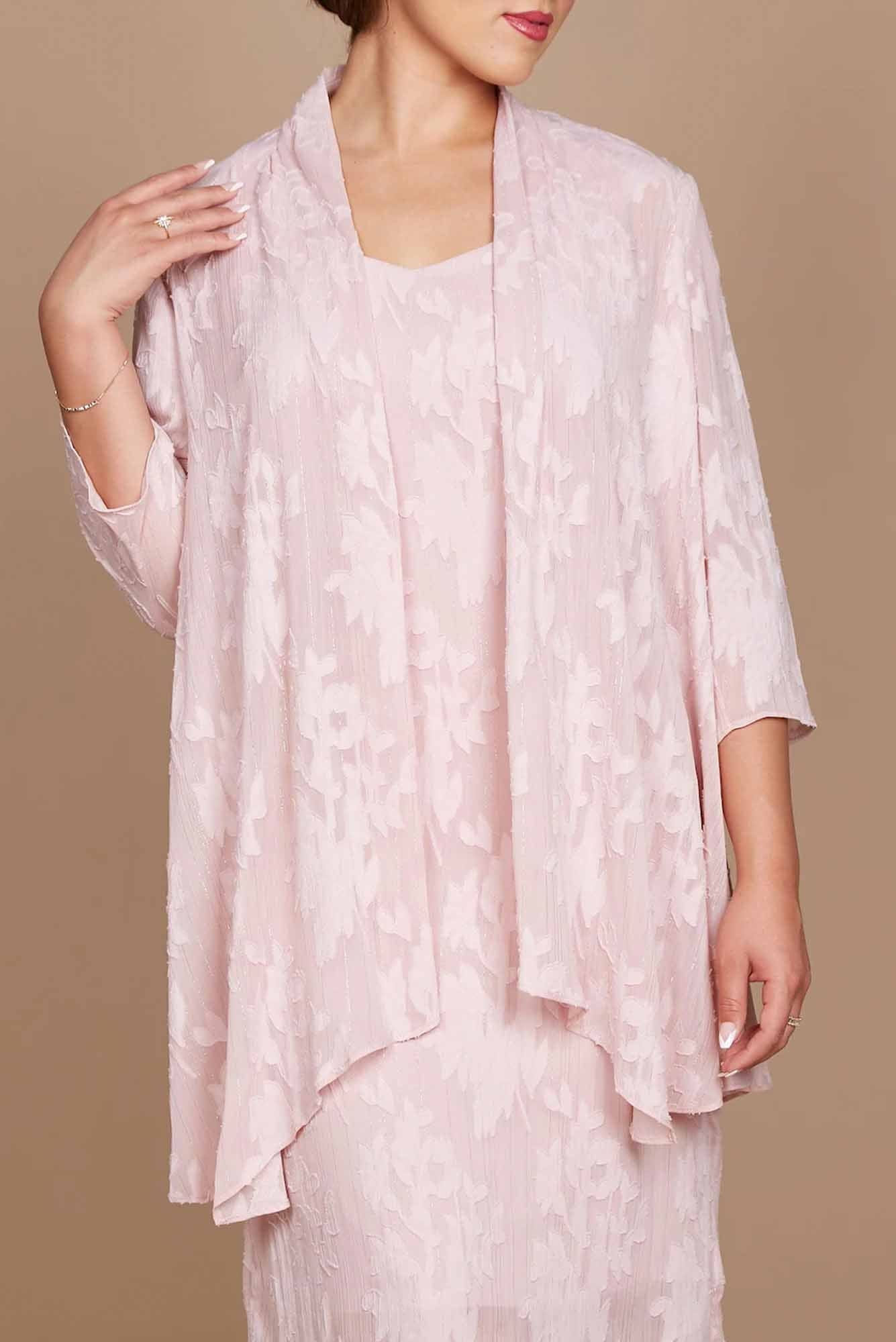 Lois & Co Knee Length Dress Mother of the Bride Soft and Delicately Flowing Fabric Mother of the Bride - Beautiful Fabric in Delicate Pink