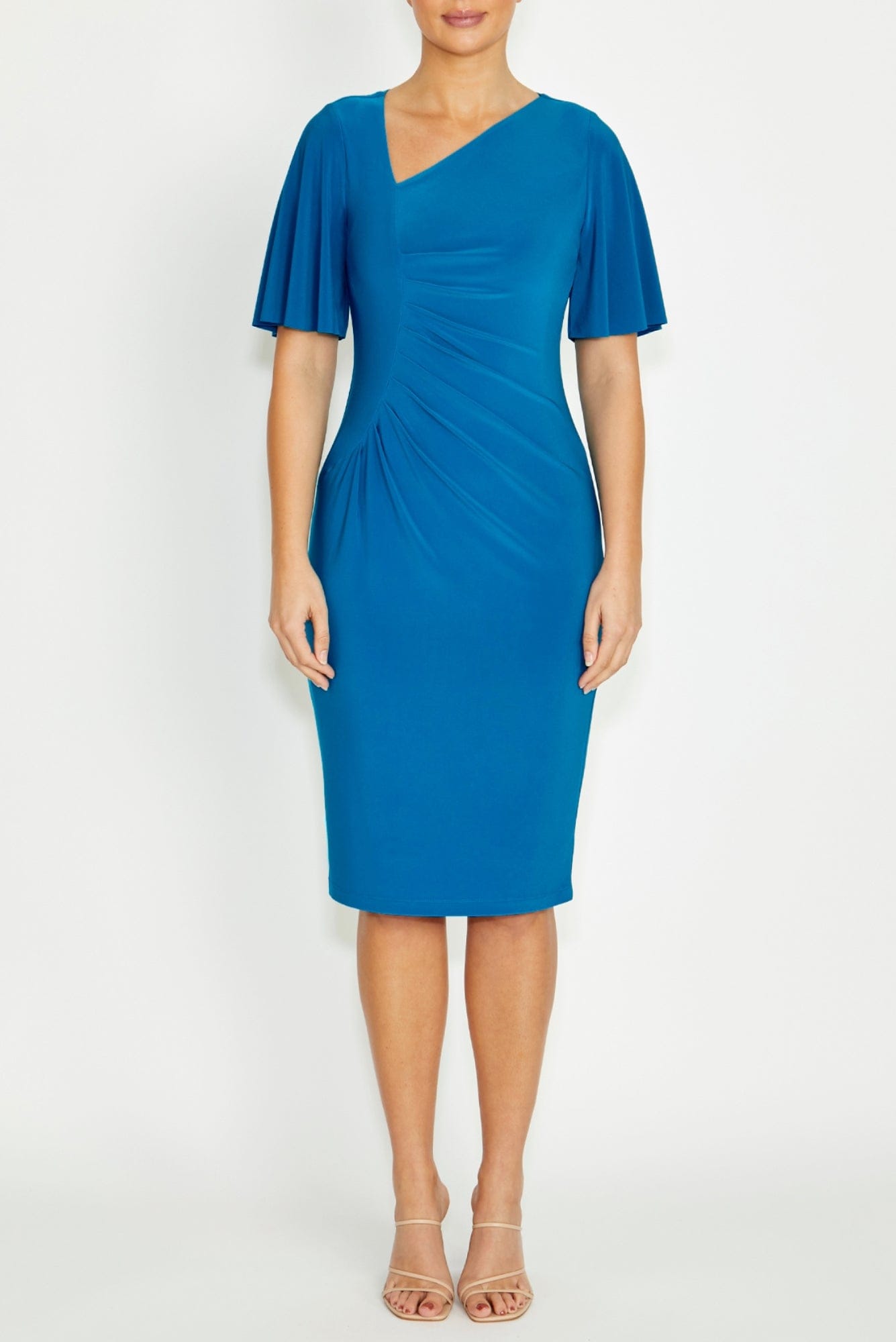Lois & Co Knee Length Dress Viviana - Capri Blue Stretch Jersey Dress Viviana - Capri Blue Stretch Jersey Dress