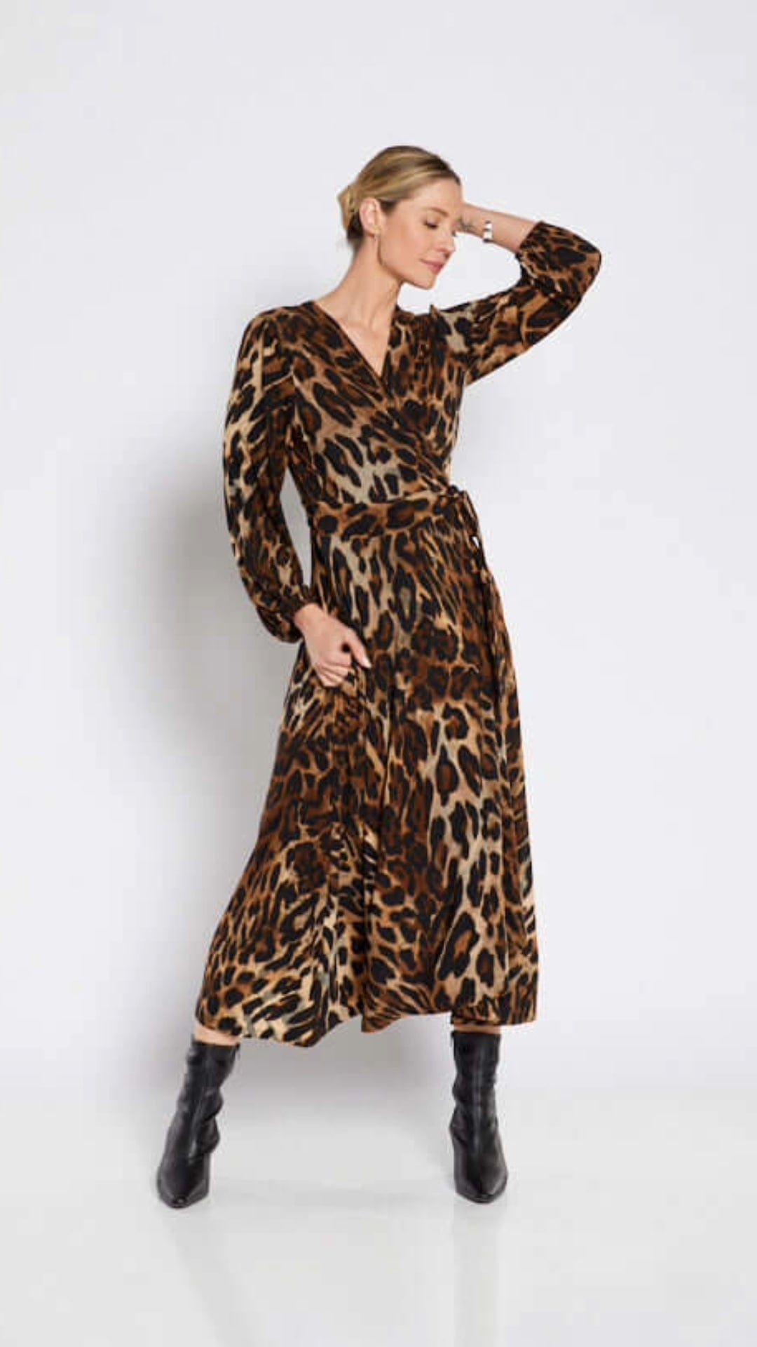 Lois & Co Maxi Length Dress Animal Print Jersey Maxi Wrap Dress Animal Print Jersey Maxi Wrap Dress