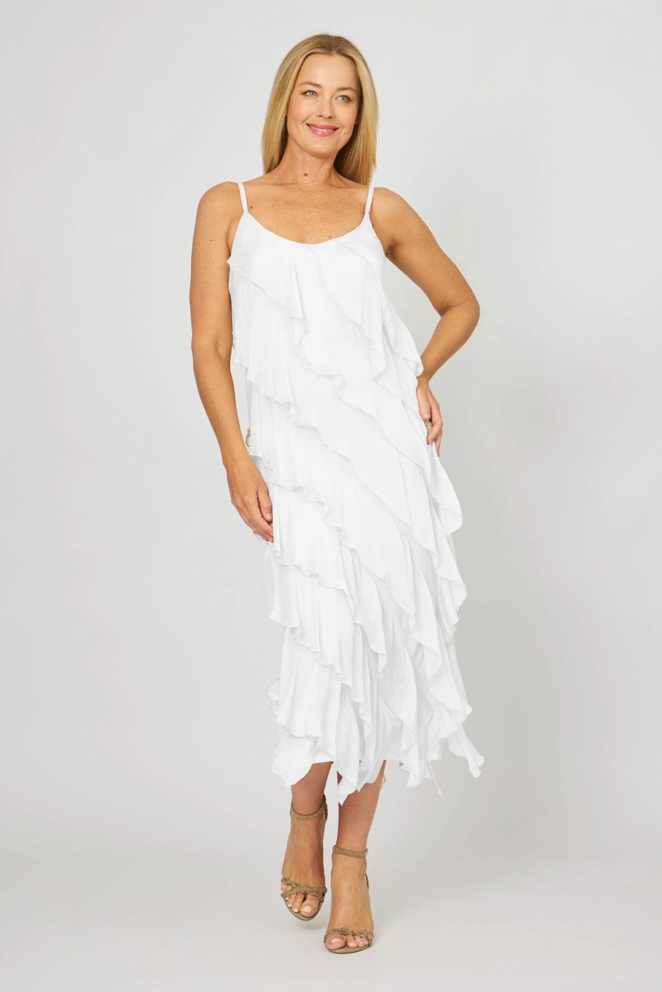 Lois & Co Maxi Length Dress Ruffled Silk Luxury with Matching Cardy Cover-Up Ruffled Silk Luxury with Matching Cardy Cover-Up