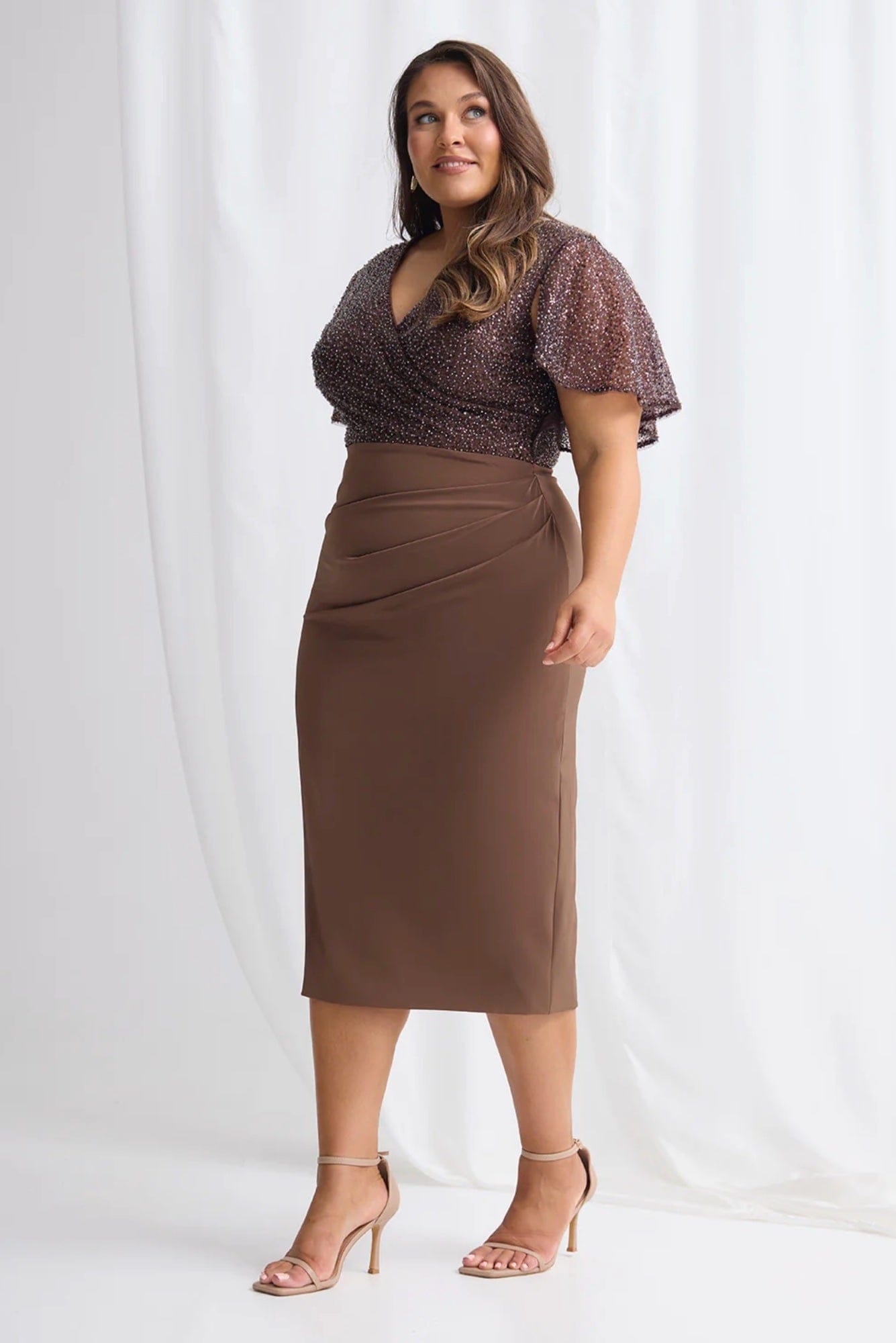 Lois & Co Mid Length Dress Joyce - Midi Dress in Chocolate Joyce - Midi Dress in Chocolate