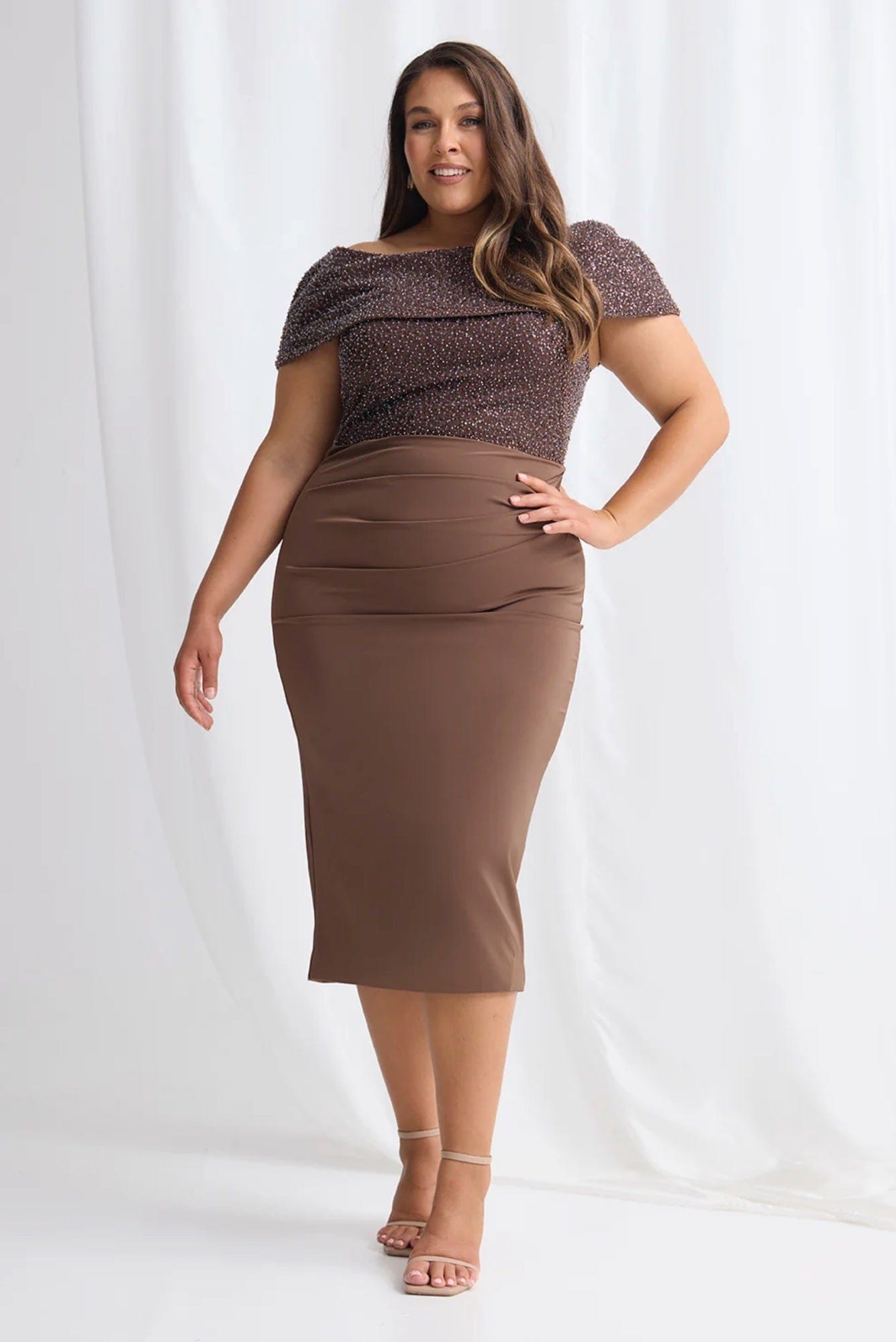 Lois & Co Mid Length Dress Joyce - Midi Dress in Chocolate Joyce - Midi Dress in Chocolate