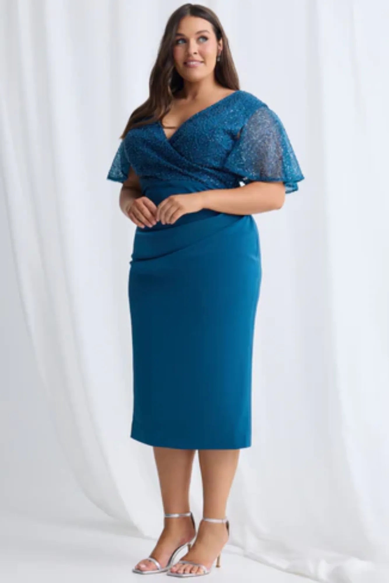 Lois & Co Mid Length Dress Joyce - Teal Beaded Midi Dress Joyce - Teal Beaded Midi Dress