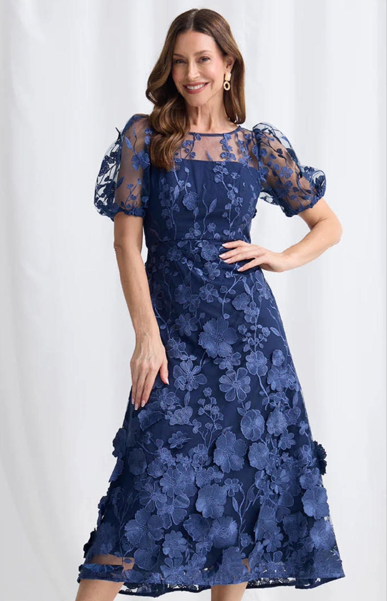 Lois & Co Mid Length Dress Lizzie Midi in Navy Floral Lace Lizzie Midi in Navy Floral Lace