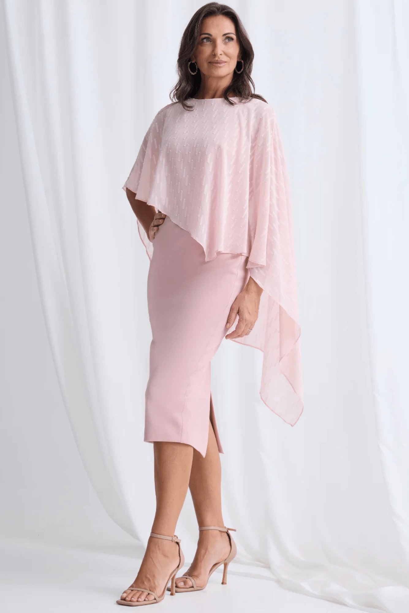 Lois & Co Mid Length Dress Mannie in Blush with Overlay Mannie in Blush with Overlay