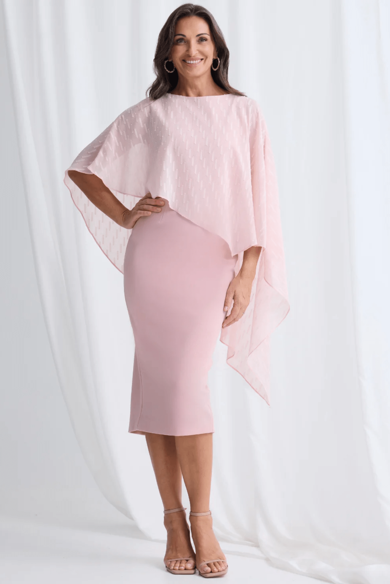 Lois & Co Mid Length Dress Mannie in Blush with Overlay Mannie in Blush with Overlay