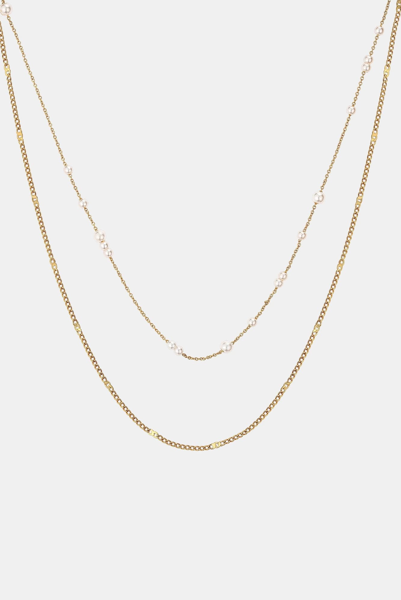 Lois & Co Necklace Chain Mini Pearl Layered - 18k Gold Plated Necklace - Lustre & Sage Mini Pearl Layered - 18k Gold Plated Necklace - Lustre & Sage