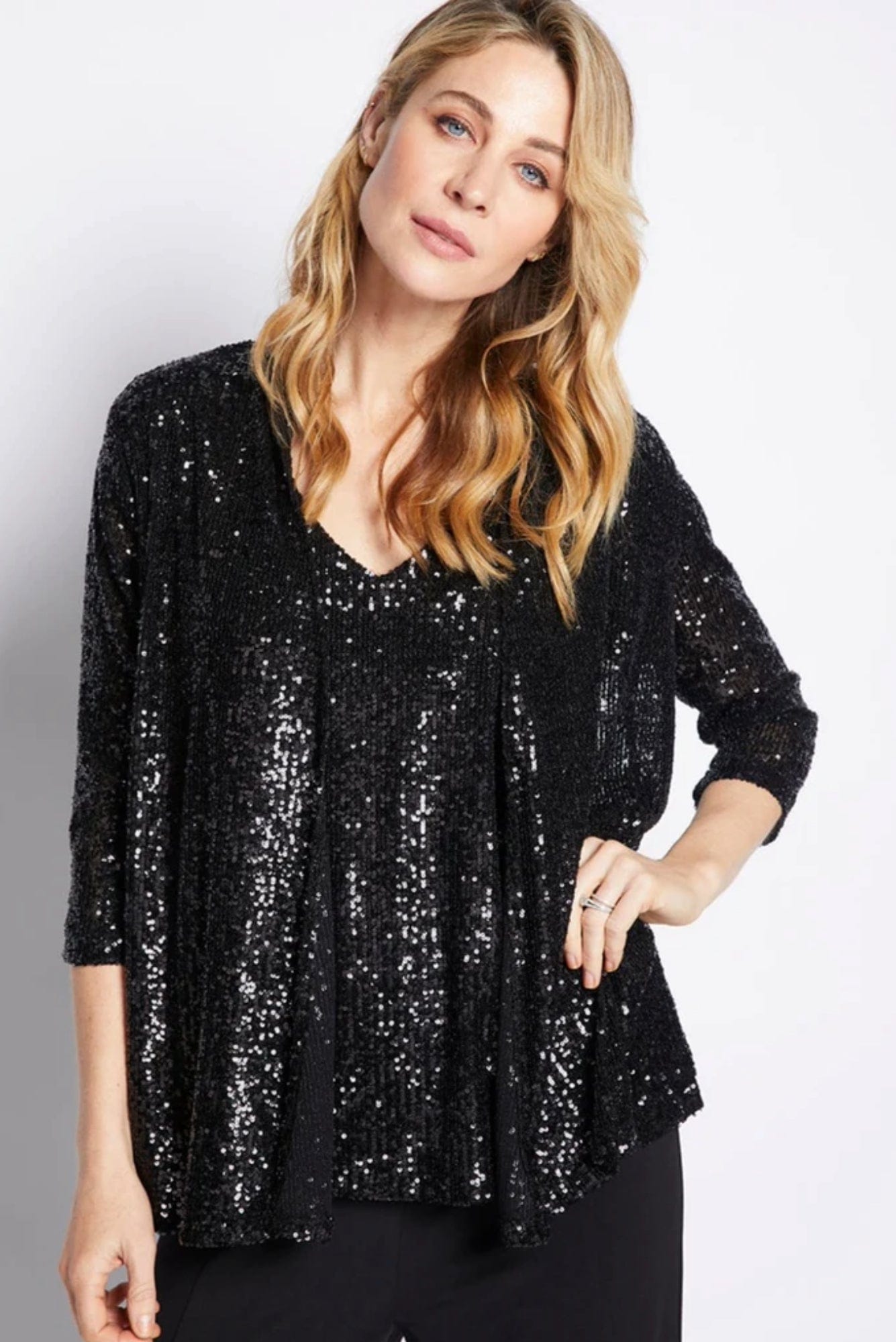 Lois & Co Sequin Jacket Sally Soft Swing Jacket in Black Sally Soft Swing Jacket in Black