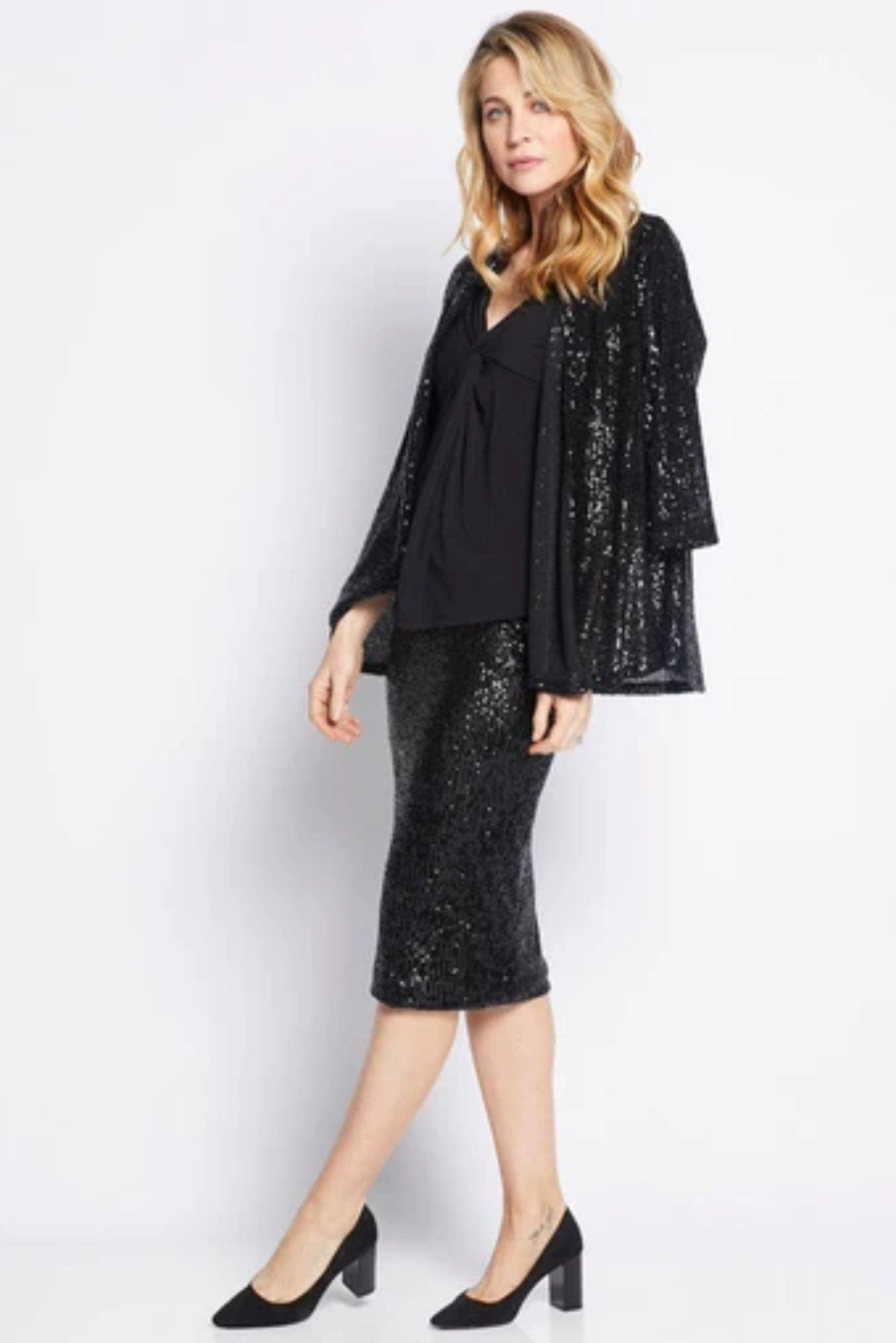 Lois & Co Sequin Jacket Sally Soft Swing Jacket in Black Sally Soft Swing Jacket in Black