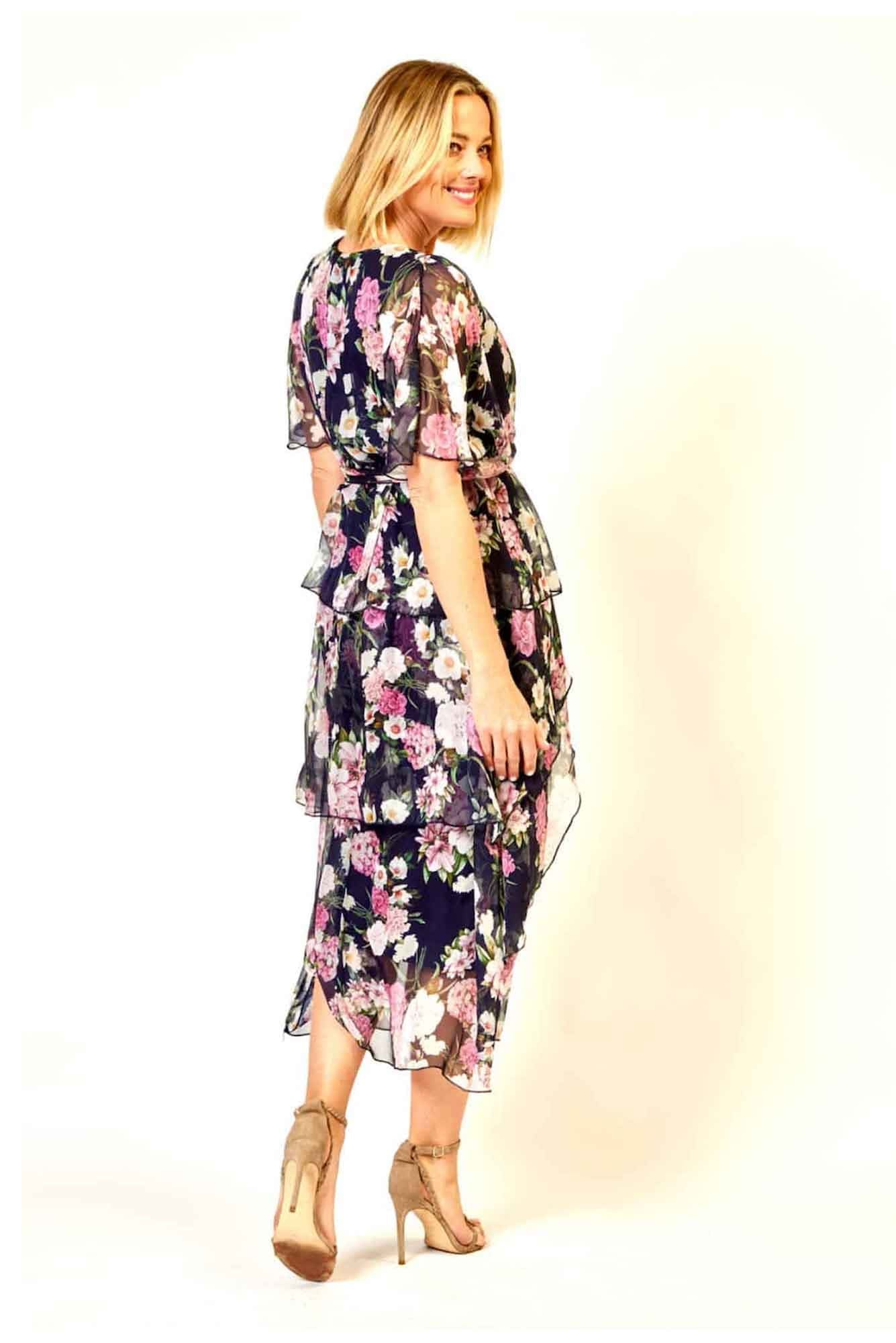 Lois & Co Soft and Silky Navy Floral Italian Silk. Back View