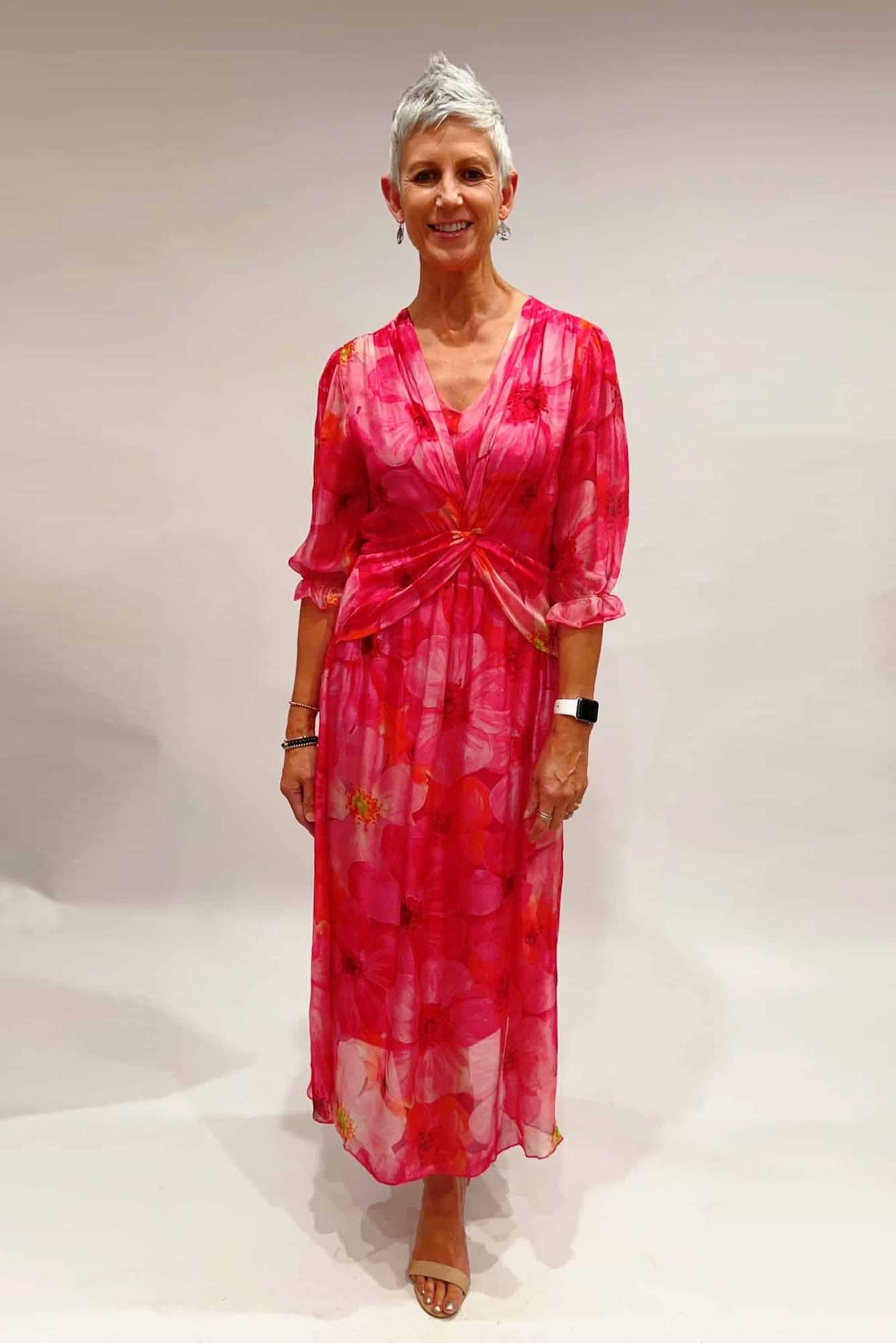 Stunningly Bright Italian Silk Dress_Front 2