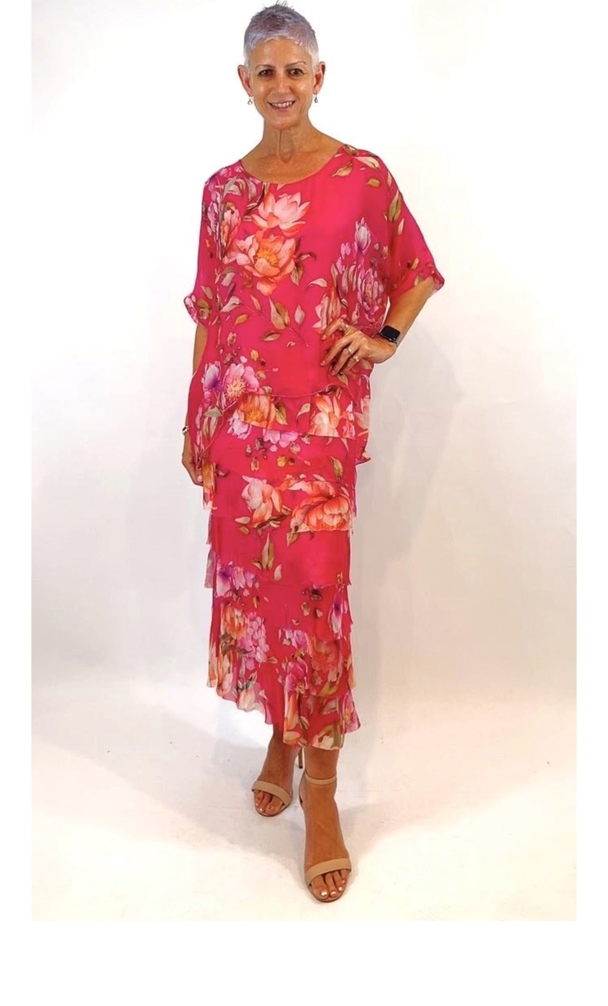 Italian Pink Floral Silk