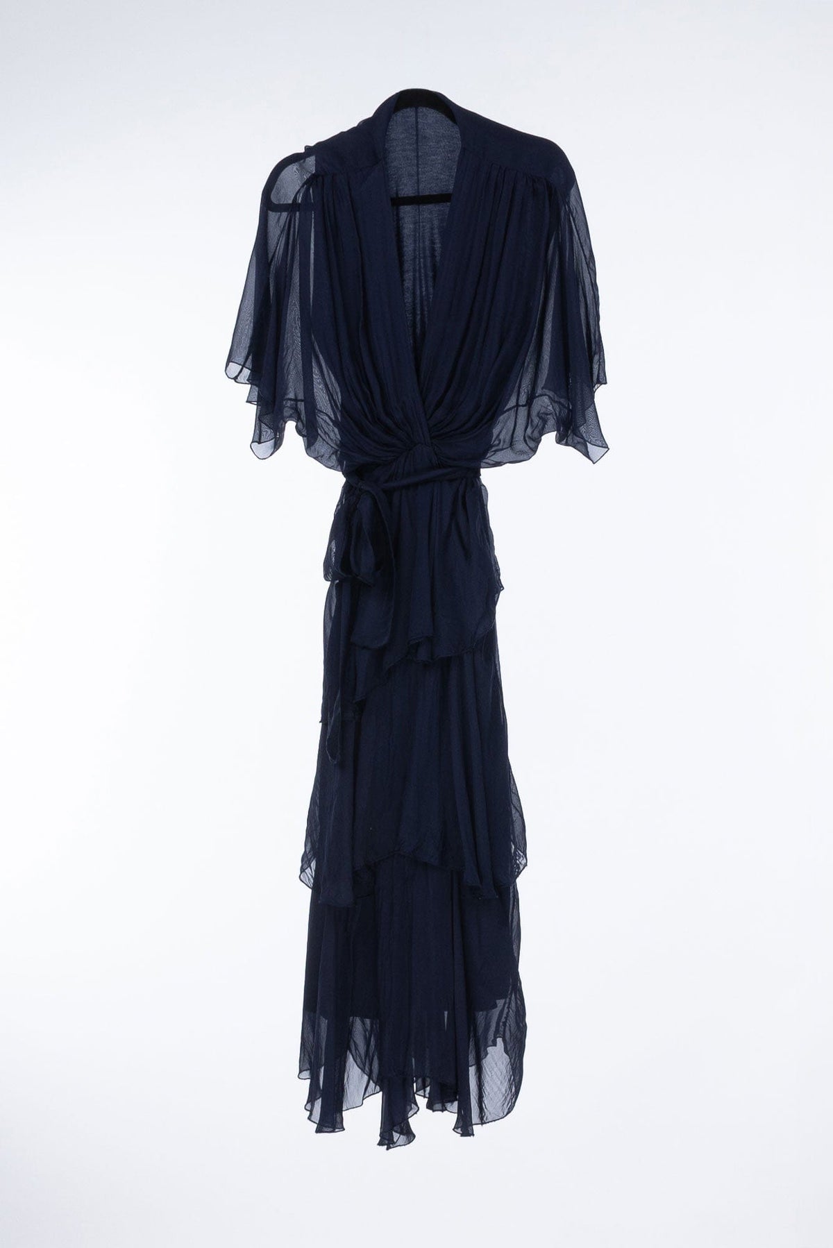 Lois &amp; Co Cocktail Length Dress Designer Soft, Flowing and Feminine in Navy