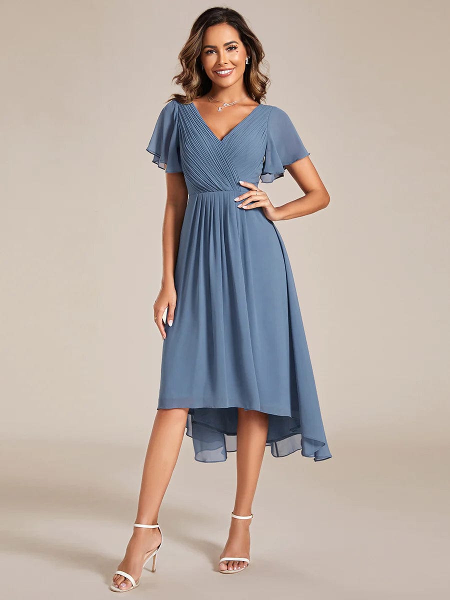 Lois &amp; Co Cocktail Length Dress Elegant and Ethereal Chiffon Dress with Delicate Pleating