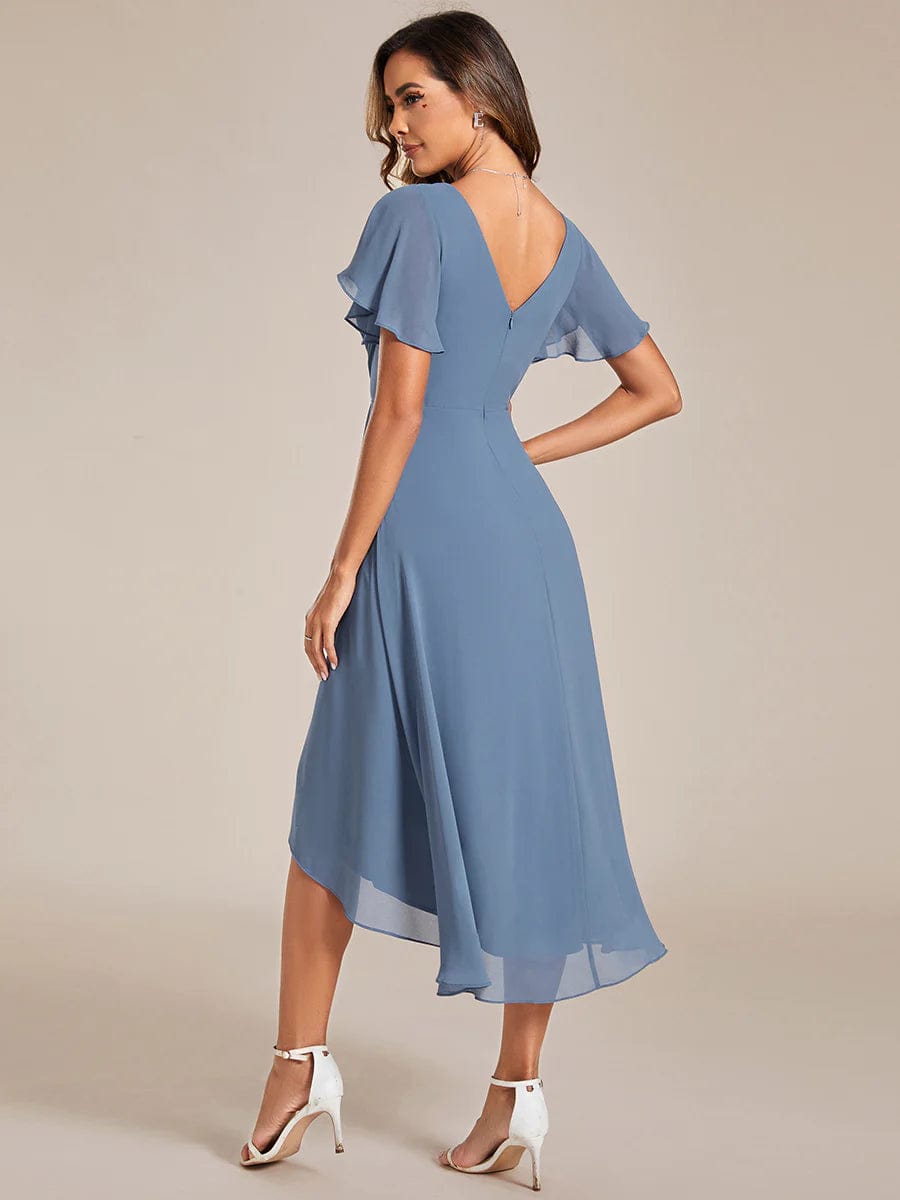 Lois & Co Cocktail Length Dress Elegant and Ethereal Chiffon Dress with Delicate Pleating