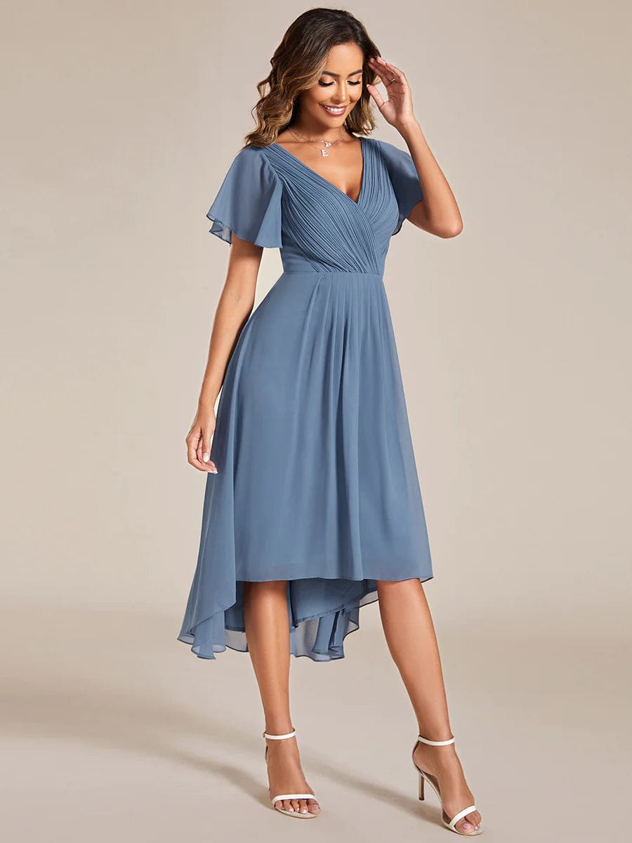 Lois & Co Cocktail Length Dress Elegant and Ethereal Chiffon Dress with Delicate Pleating