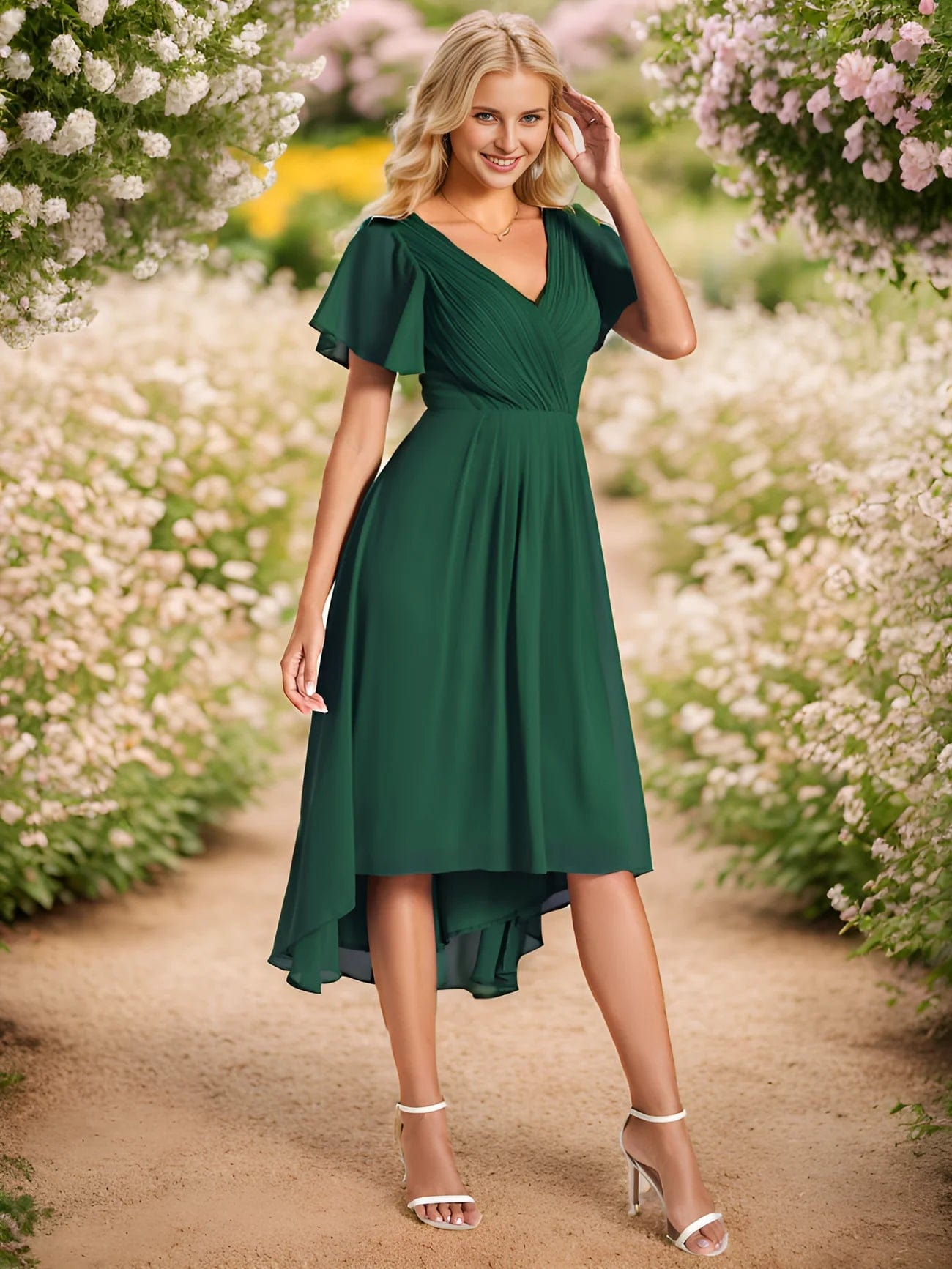 Cocktail dress dark green hotsell