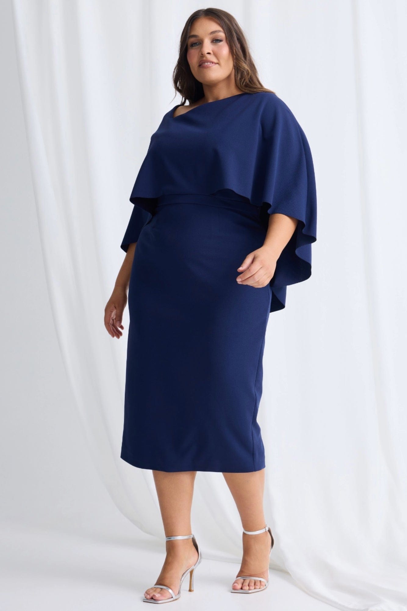 Lois & Co Cocktail Length Dress Oriana Midi - Graceful Cape Overlay Oriana Midi - Graceful Cape Overlay