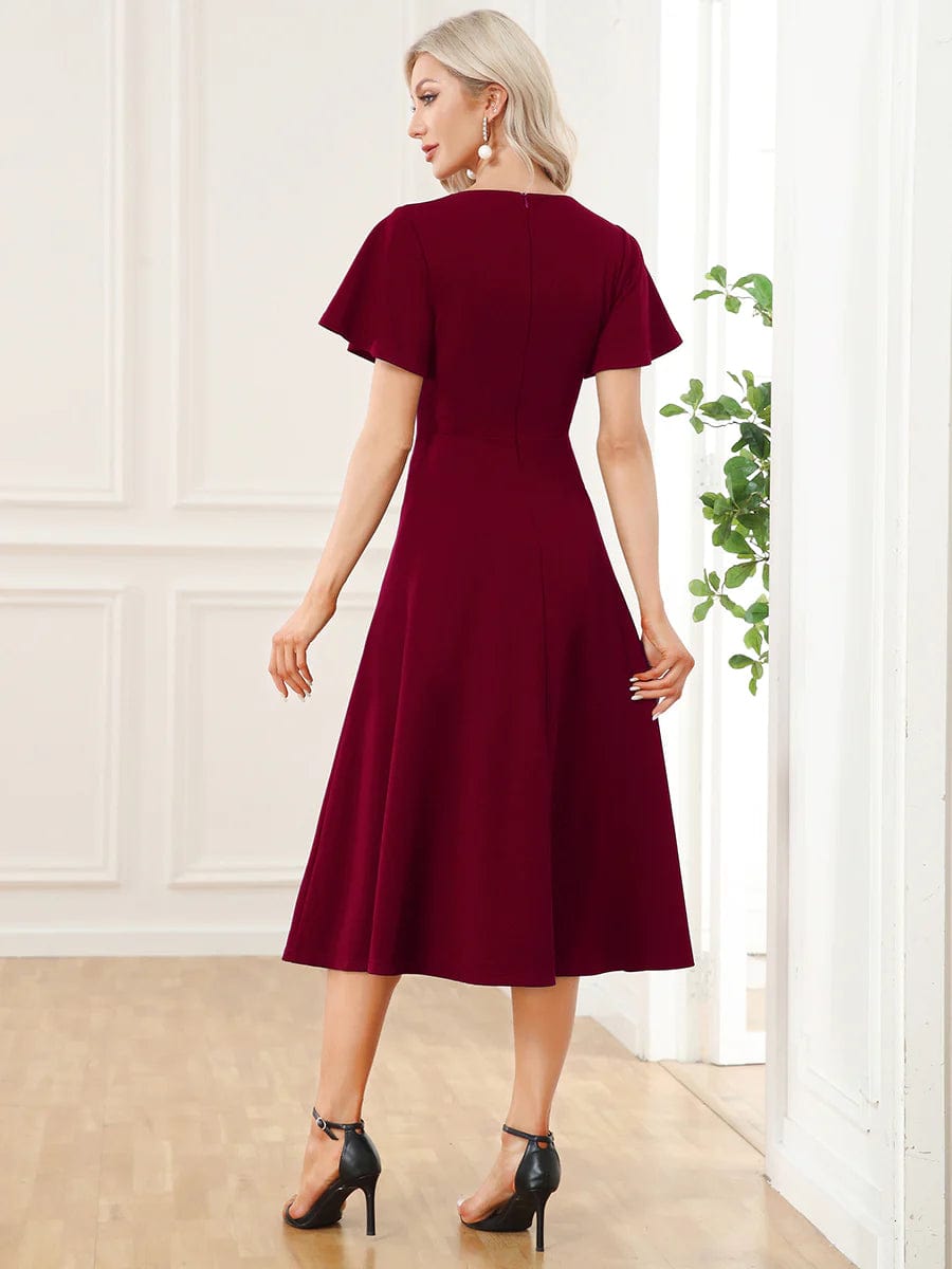 Sophisticated A-line V Neck - Burgundy - Lois & Co Sophisticated A-line V Neck - Burgundy - Lois & Co