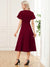 Lois & Co Cocktail Length Dress Sophisticated A-line V Neck - Burgundy