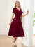 Lois & Co Cocktail Length Dress Sophisticated A-line V Neck - Burgundy