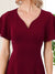 Lois & Co Cocktail Length Dress Sophisticated A-line V Neck - Burgundy