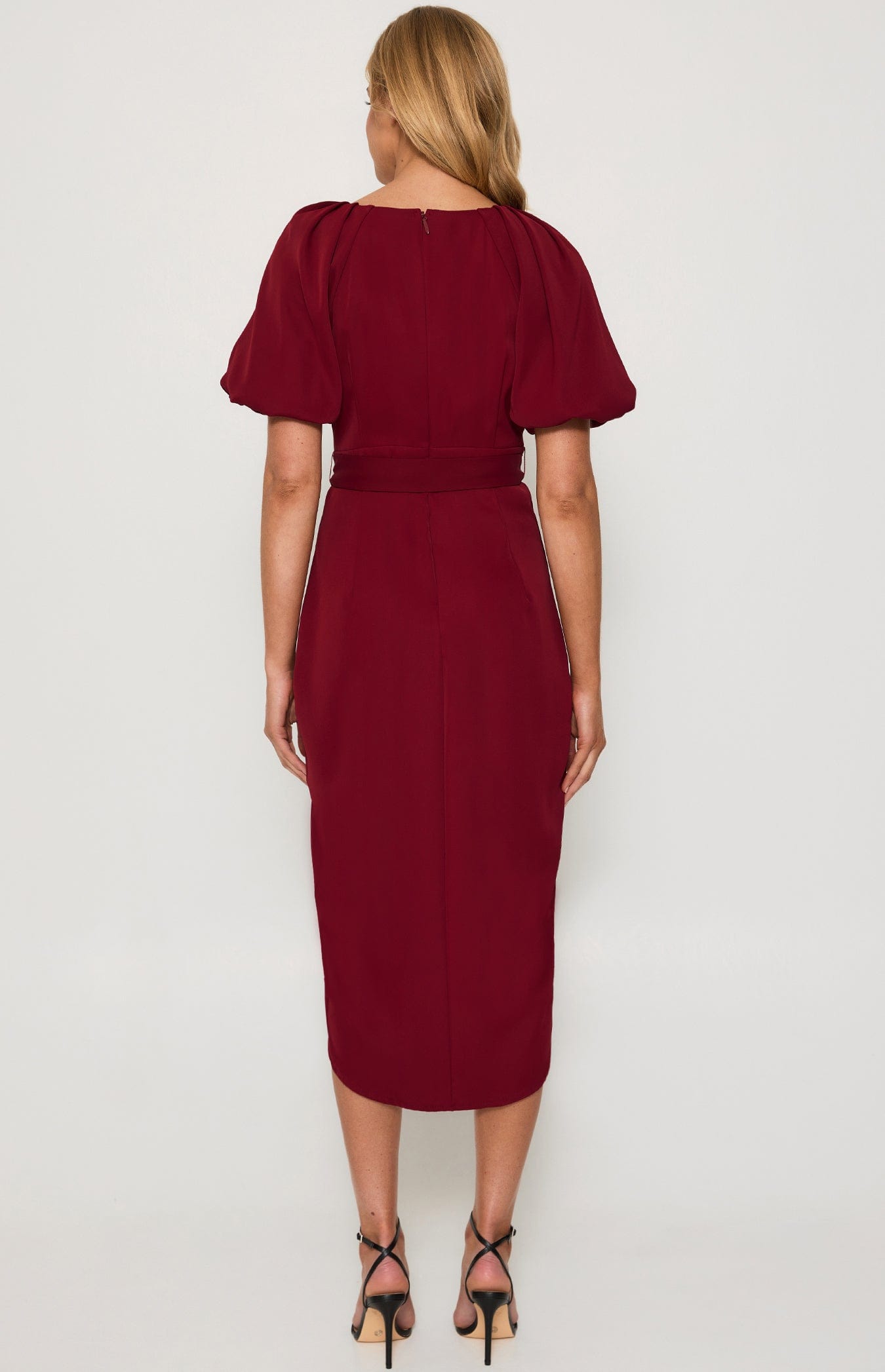 Lois & Co Cocktail Length Dress Sophisticated Bubble Sleeves and Pleating Details