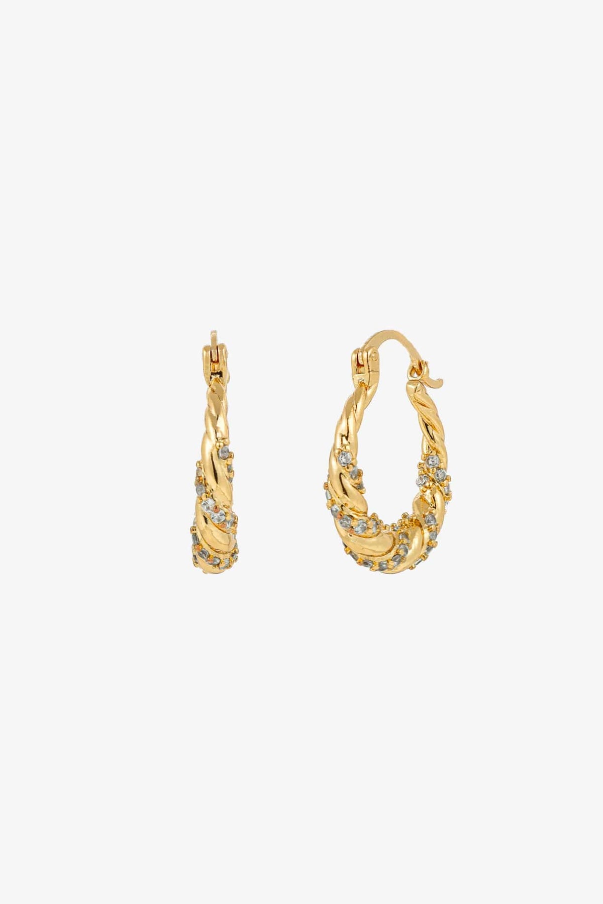Lois & Co Earrings Hinged hoop / snap Kya - 18K Gold Plated Twist Hoop Earrings - Lustre & Sage Kya - 18K Gold Plated Twist Hoop Earrings - Lustre & Sage