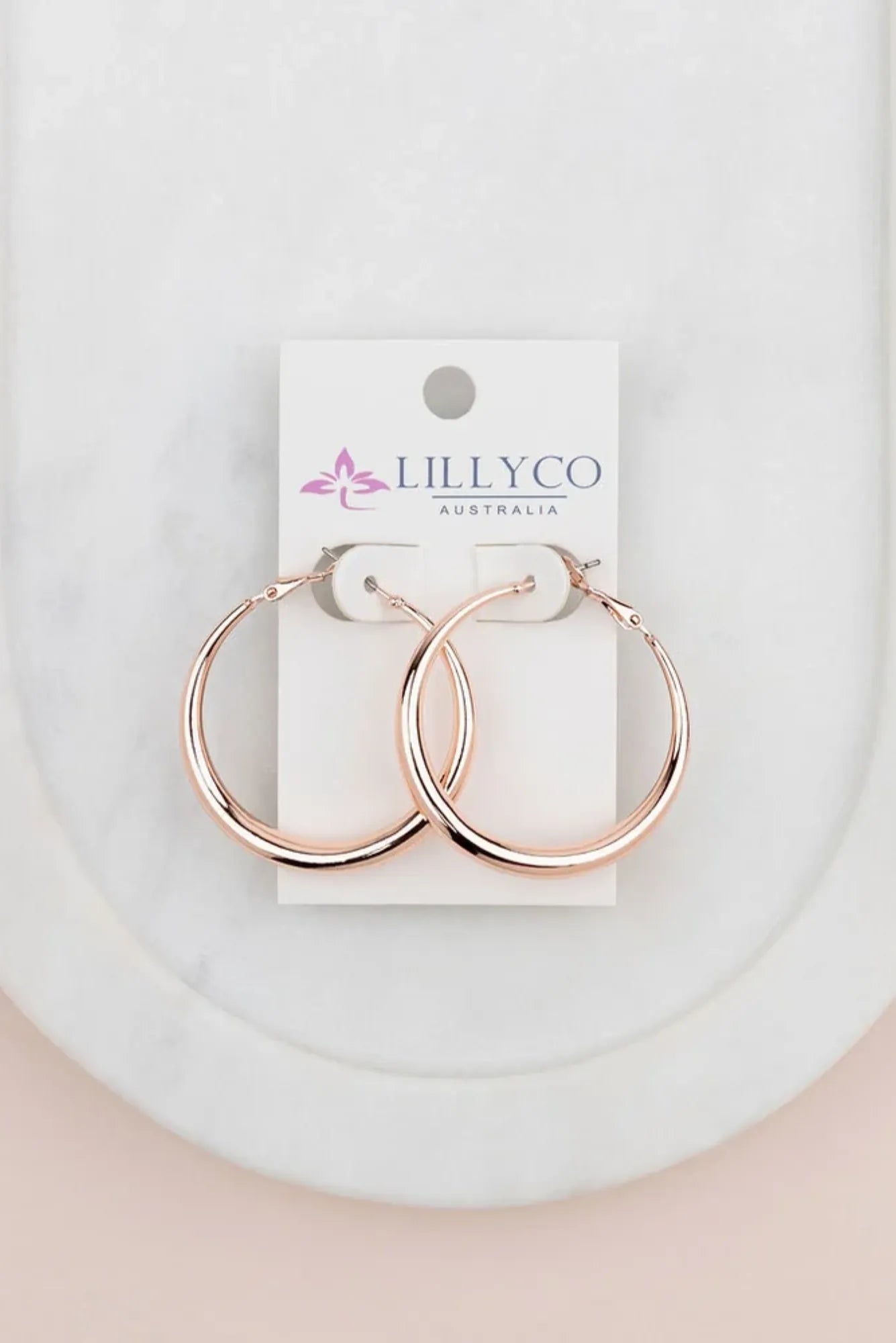 Lois & Co Earrings Hinged hoop / snap Rose Gold Hoop Earrings by LillyCo Rose Gold Hoop Earrings by LillyCo