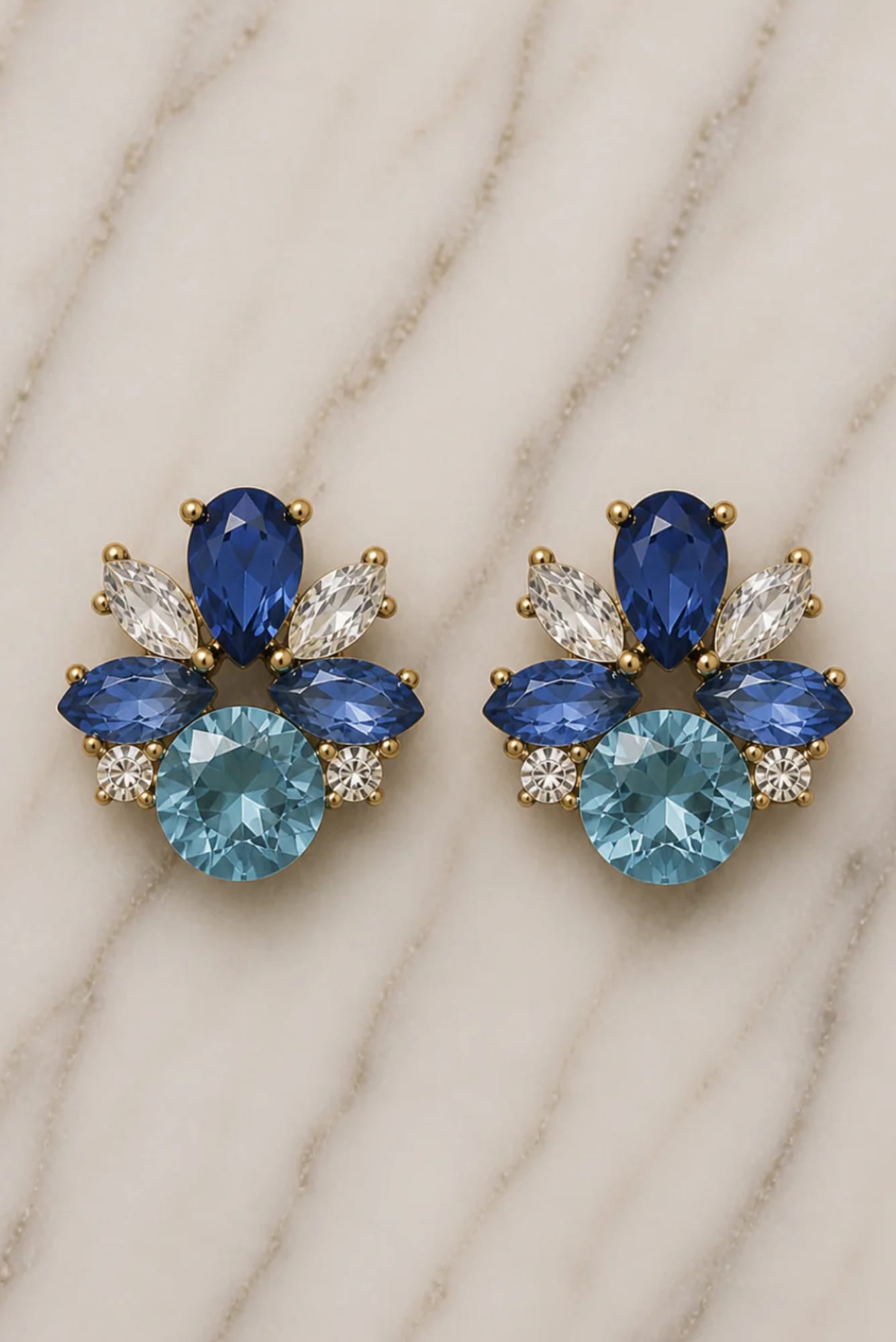 Lois & Co Earrings Post / push back (butterfly) Cottie - Samantha Rose Jewellery - Blue Crystal Statement Earrings Cottie - Samantha Rose Jewellery - Blue Crystal Statement Earrings