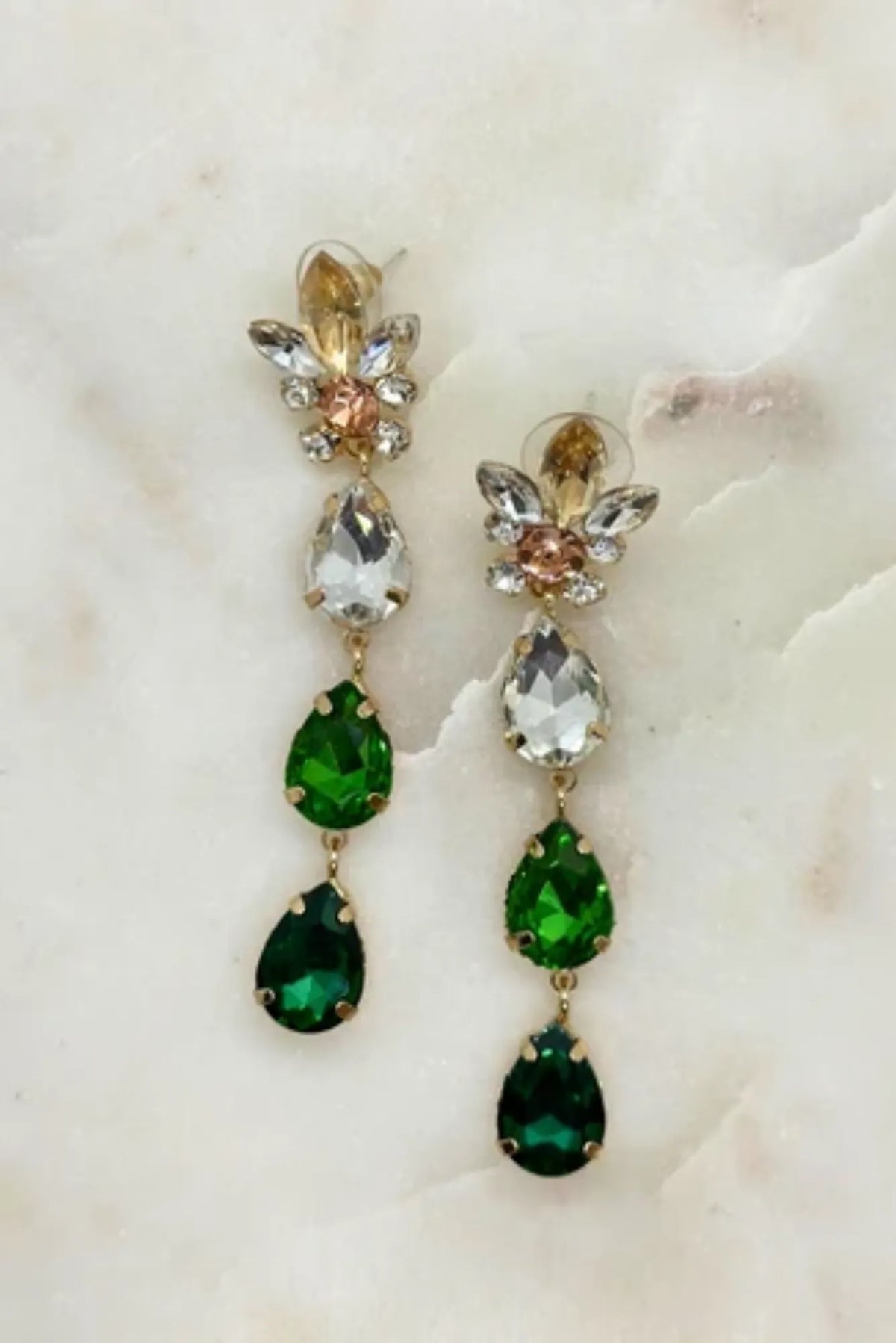 Lois &amp; Co Earrings Post / push back (butterfly) Marga - Crystal Multi-Layer Drop Earrings by Samantha Rose Marga - Crystal Multi-Layer Drop Earrings by Samantha Rose