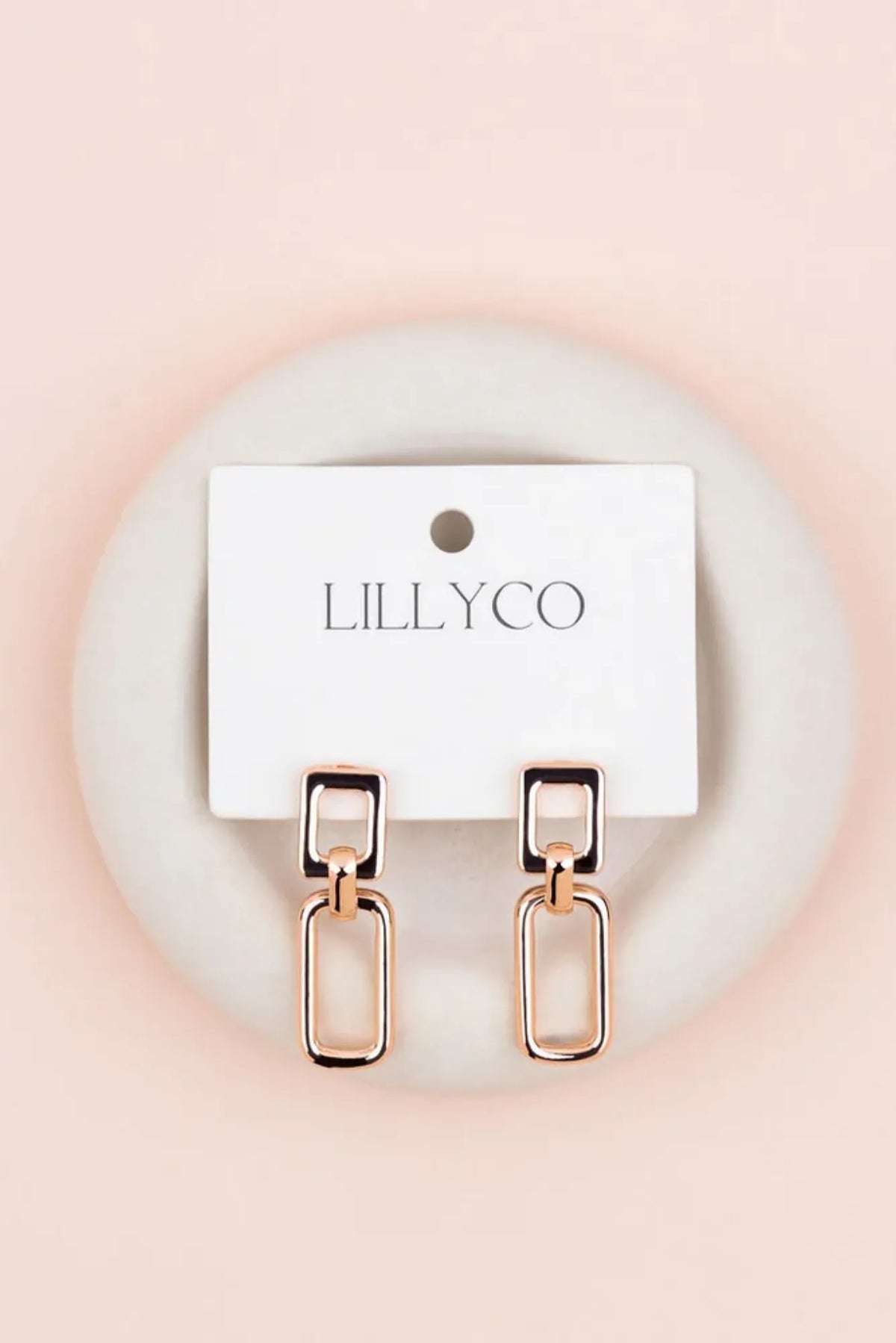Lois & Co Earrings Steel Posts Rose Gold Square & Rectangle Earrings by LillyCo Rose Gold Square & Rectangle Earrings by LillyCo