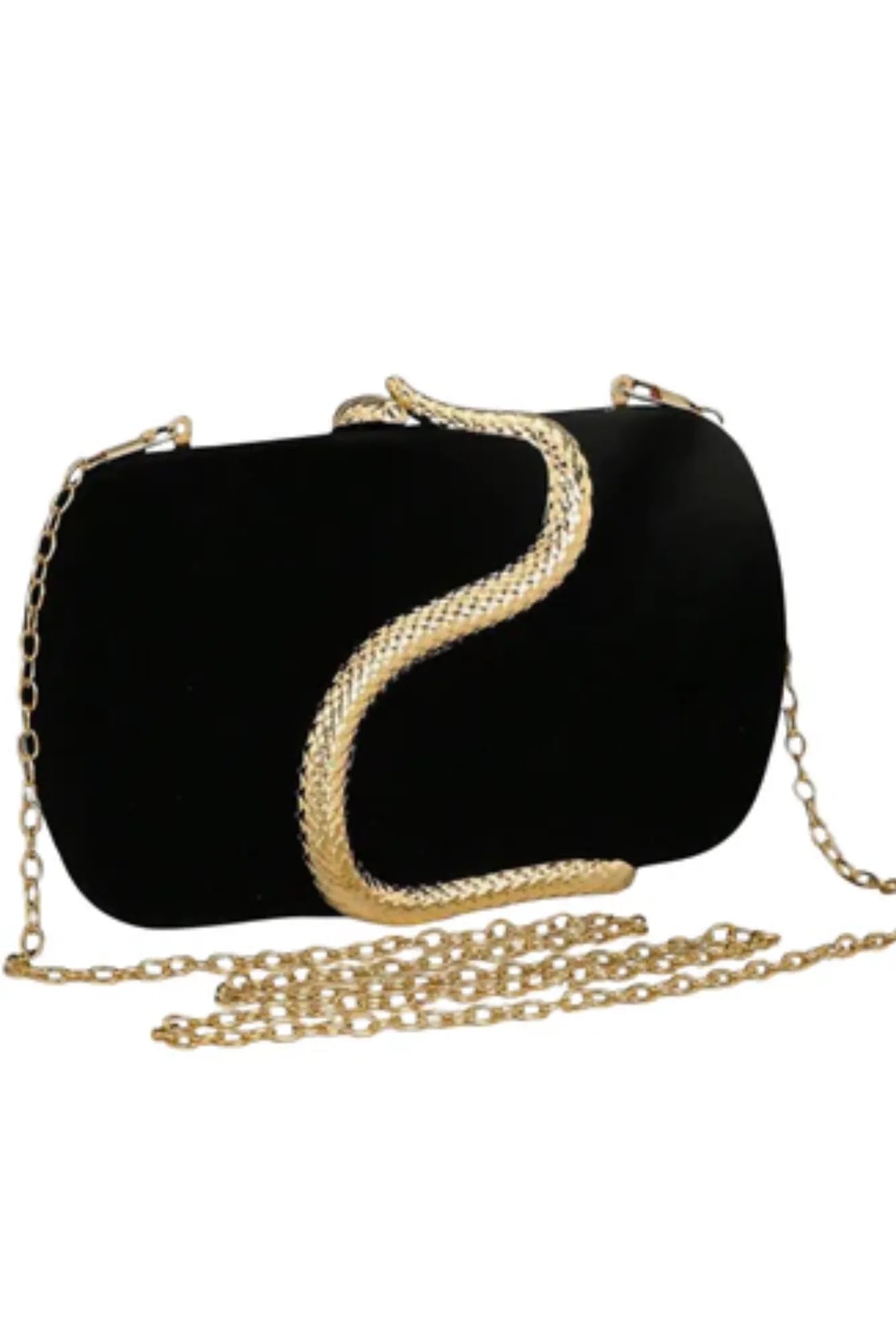 Lois & Co Evening Bags Black / Latch Balante - Black Clutch with Serpent Embellishment Balante - Black Clutch with Serpent Embellishment