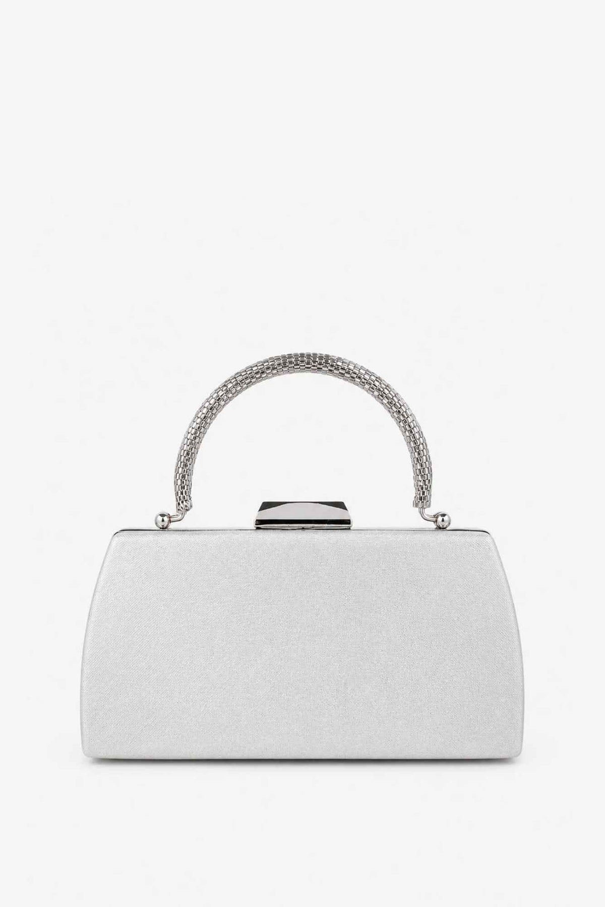 Lois &amp; Co Evening Bags Latch Nuvia Duo Top Handle Clutch – Silver Nuvia Duo Top Handle Clutch – Silver
