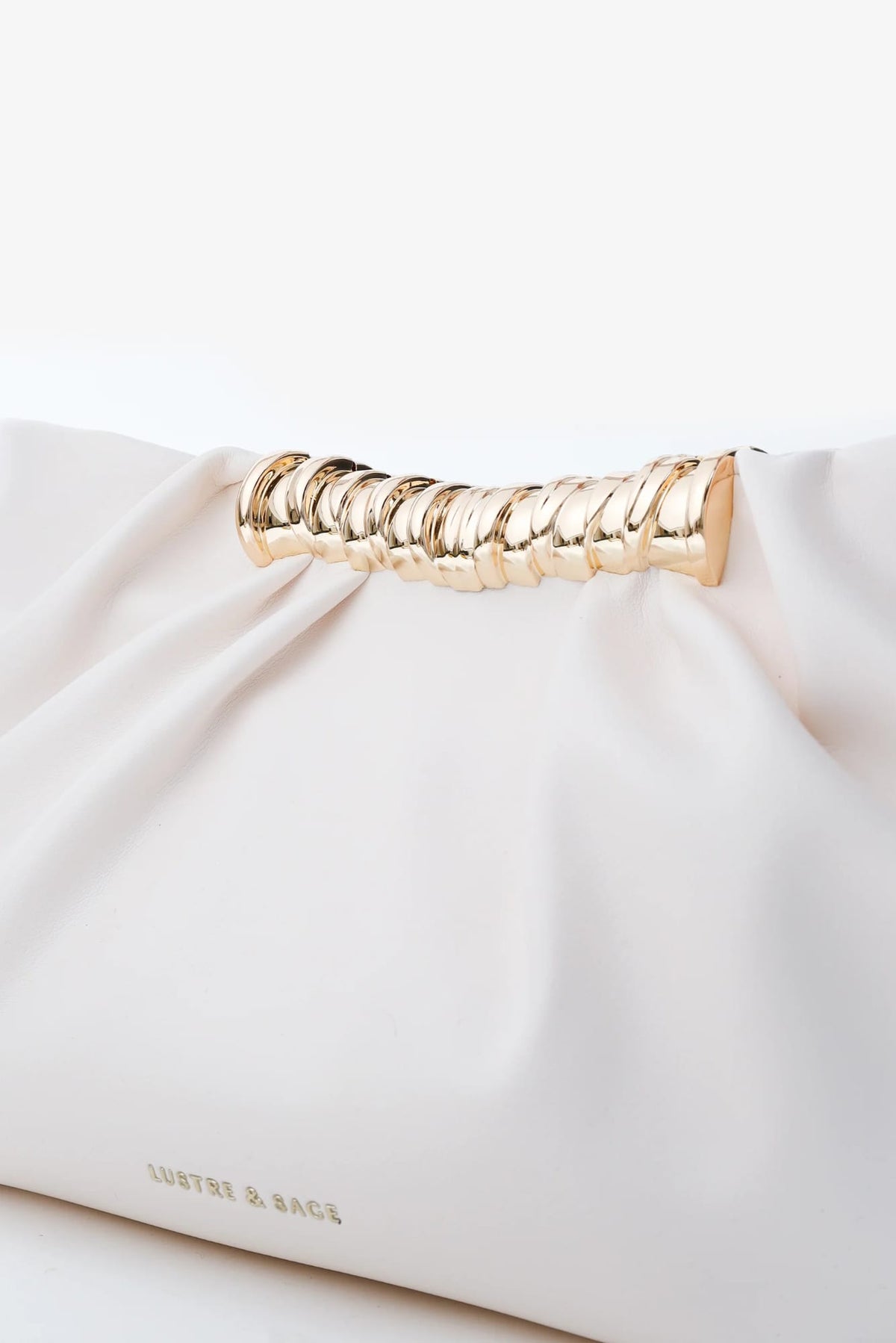 Lois &amp; Co Evening Bags Magnetic Aura Gathered Clutch – Cream Aura Gathered Clutch – Cream