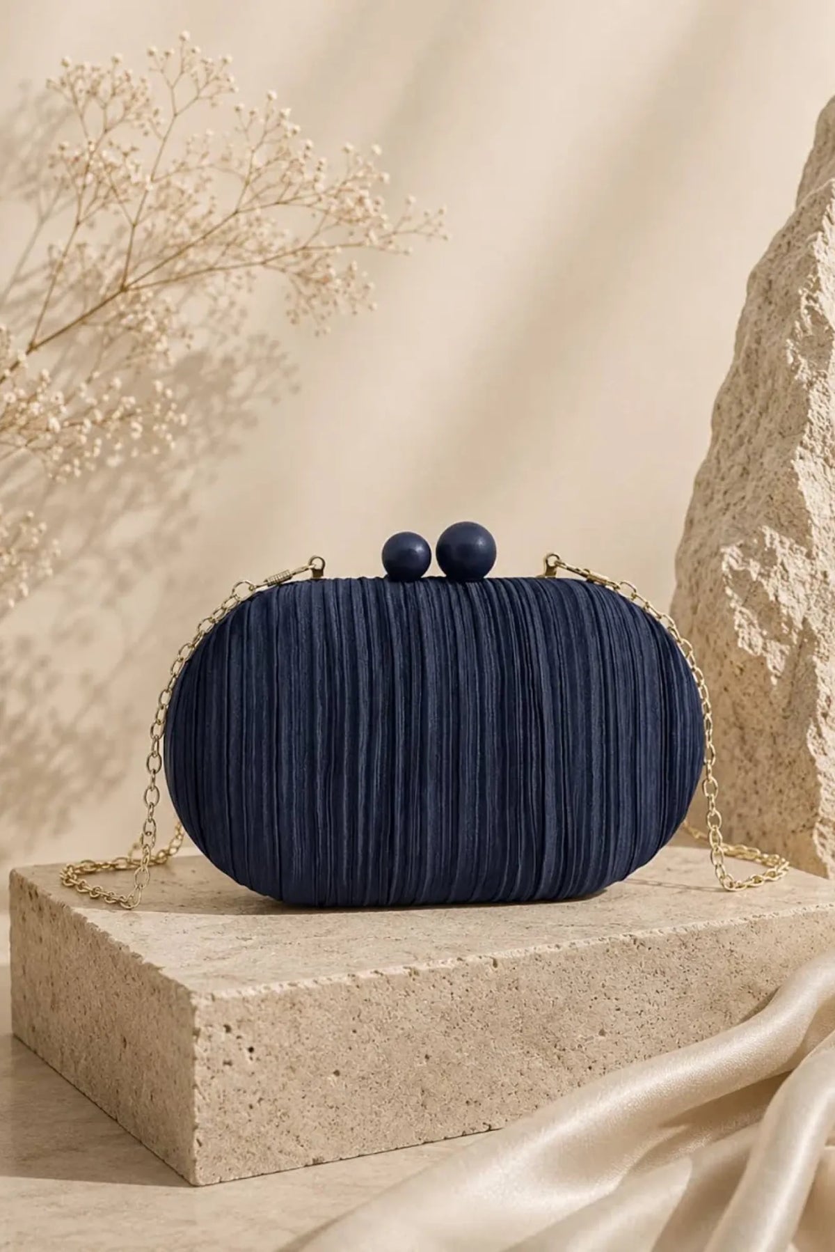 Lois &amp; Co Evening Bags Navy / Ball Clasp Cami Clutch in Navy Cami Clutch in Navy