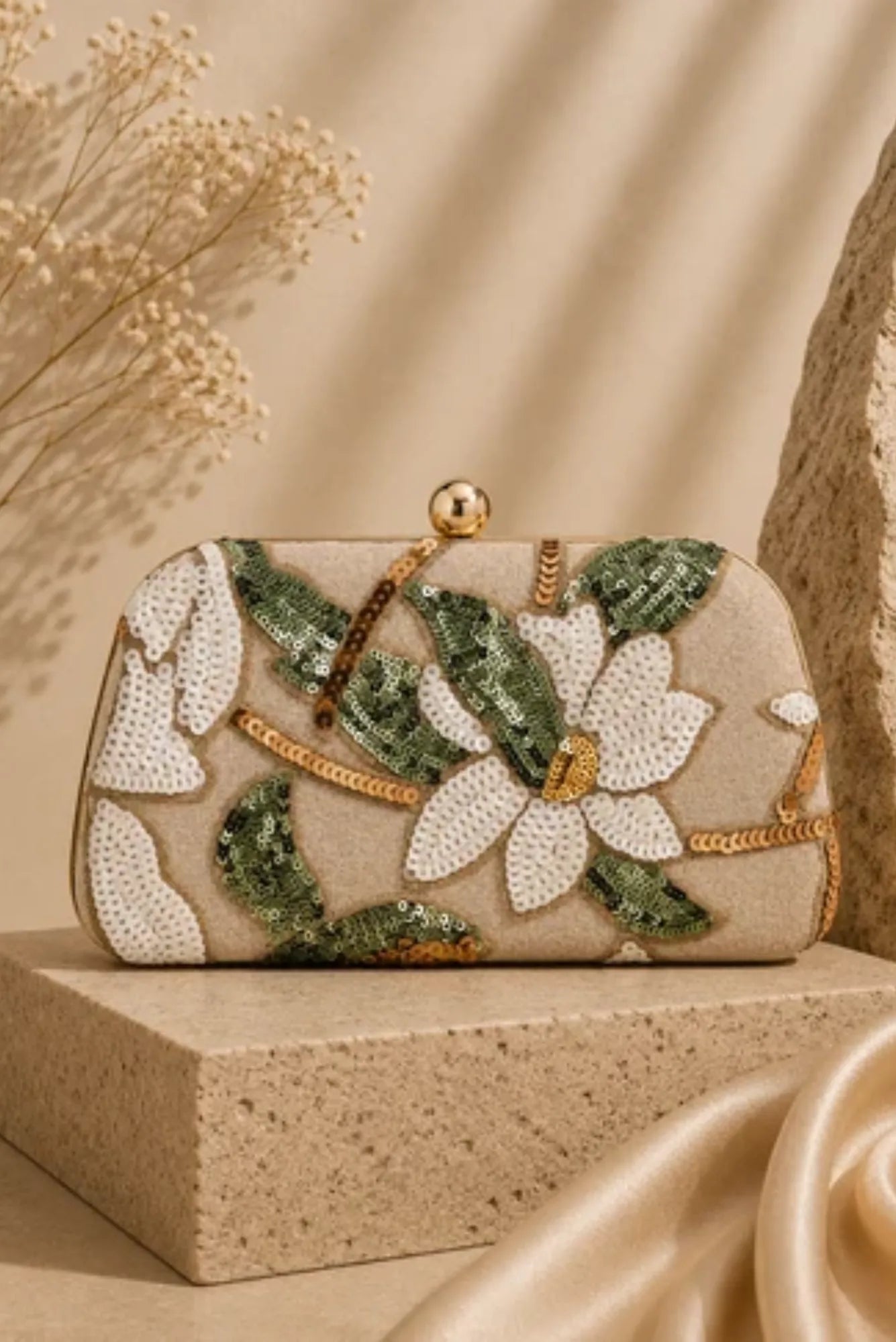 Lois & Co Evening Bags Sequined Shirley Clutch – Champagne by Samantha Rose Shirley Clutch – Champagne by Samantha Rose