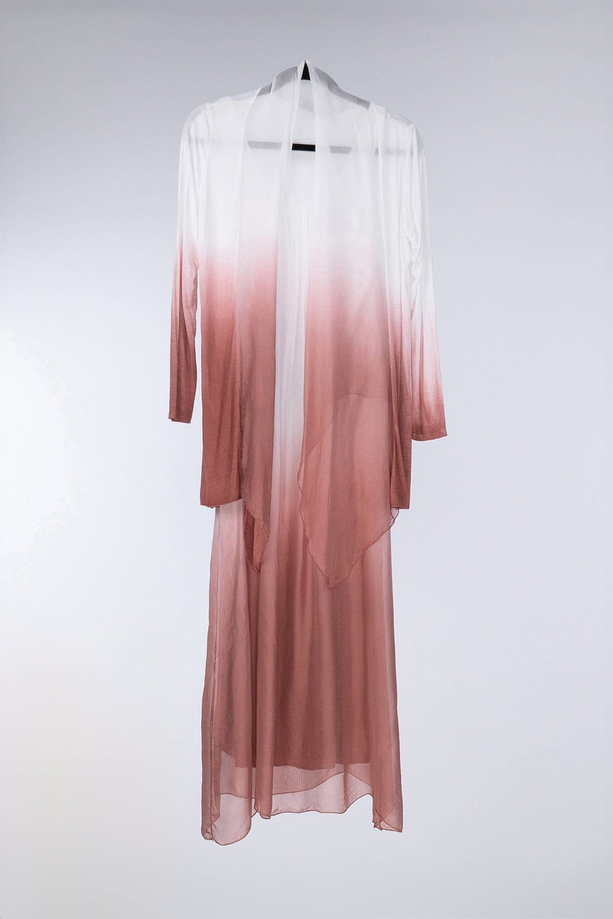 Lois &amp; Co Full Length Dress Beautiful and Softly Flowing White to Pink to Dark Salmon Dress and Jacket