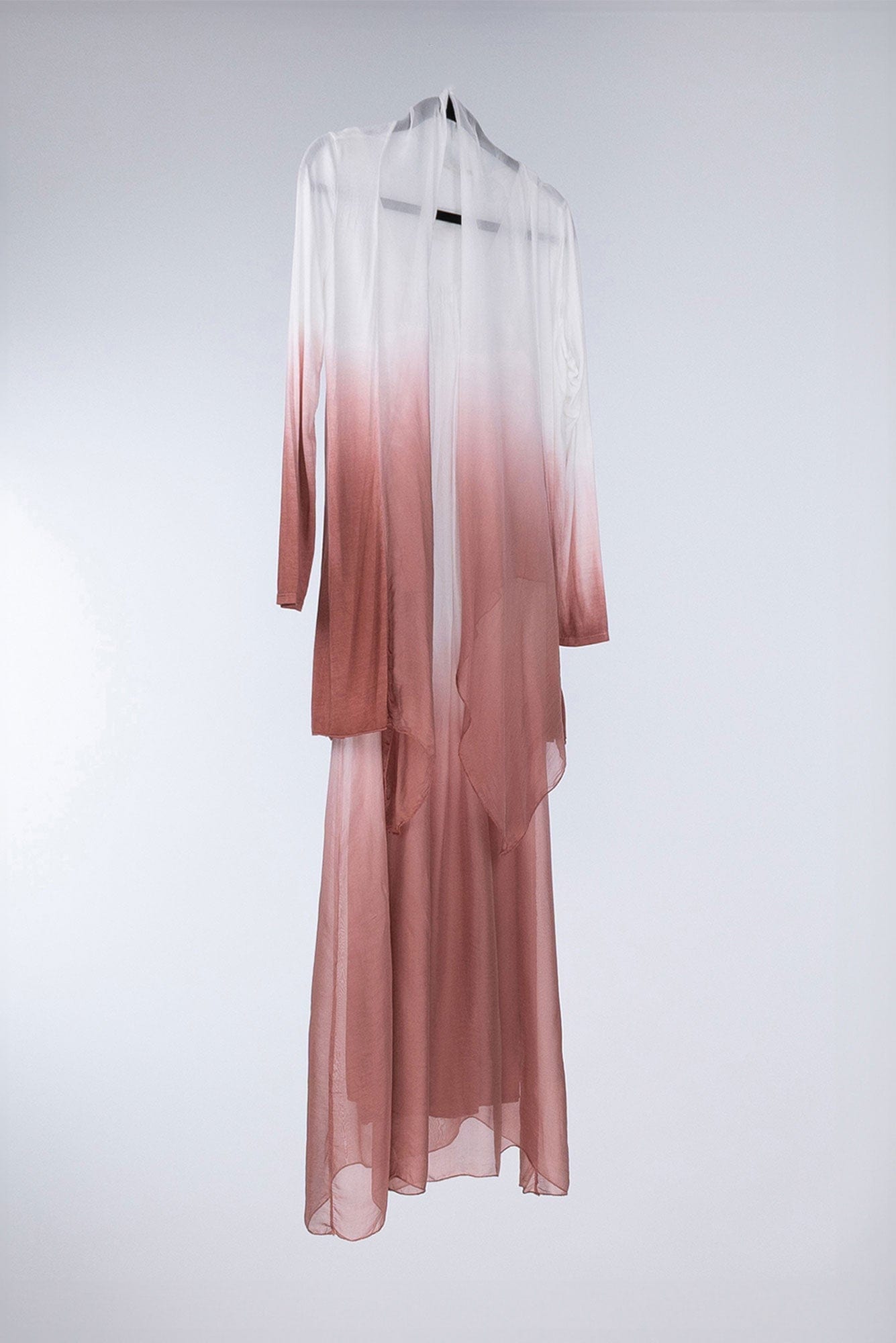 Lois & Co Full Length Dress Beautiful and Softly Flowing White to Pink to Dark Salmon Dress and Jacket