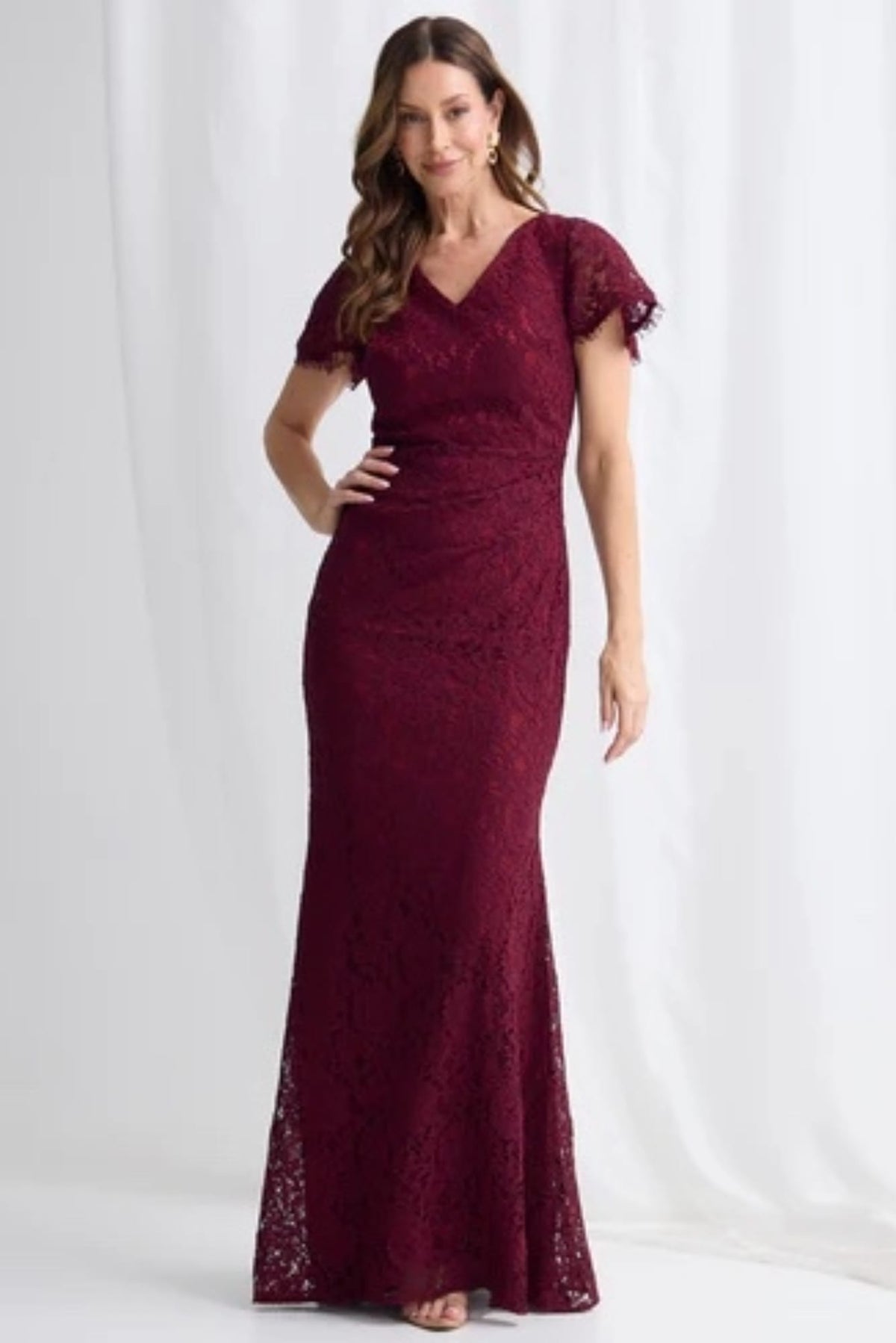 Lois & Co Full Length Dress Emery Lace Gown - Wine on Wine Emery Lace Gown - Wine on Wine
