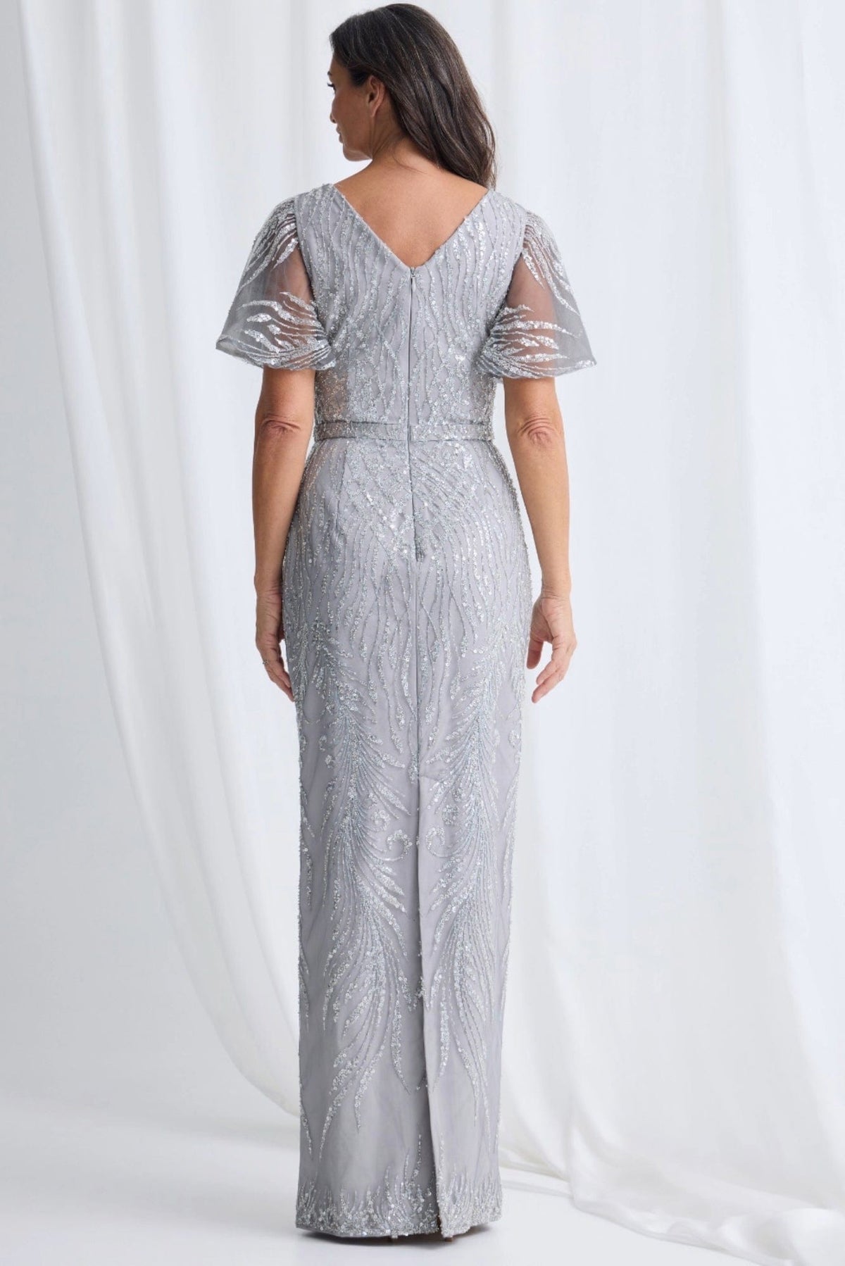 Lois & Co Full Length Dress Georgia - Silver Grey Beaded Gown Georgia - Silver Grey Beaded Gown