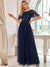 Lois & Co Full Length Dress Sequinned Floor Length Evening Dress in Navy Blue